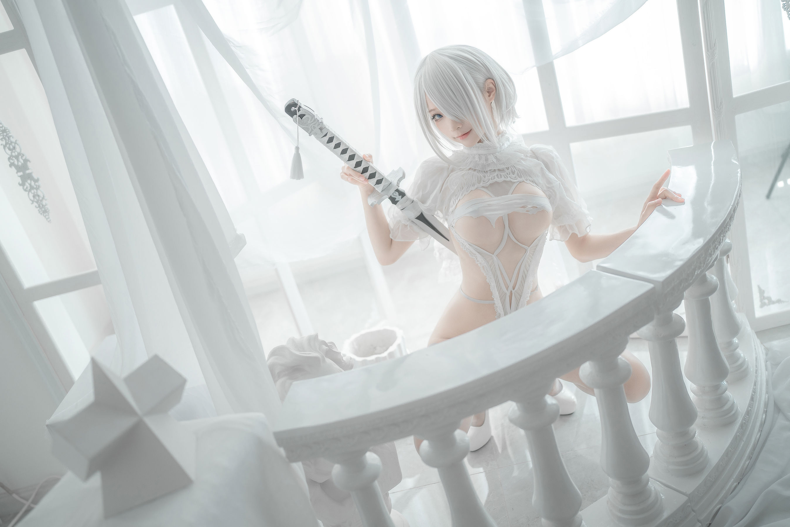 [网红COS] 动漫博主蠢沫沫 - 2B-白婚纱
