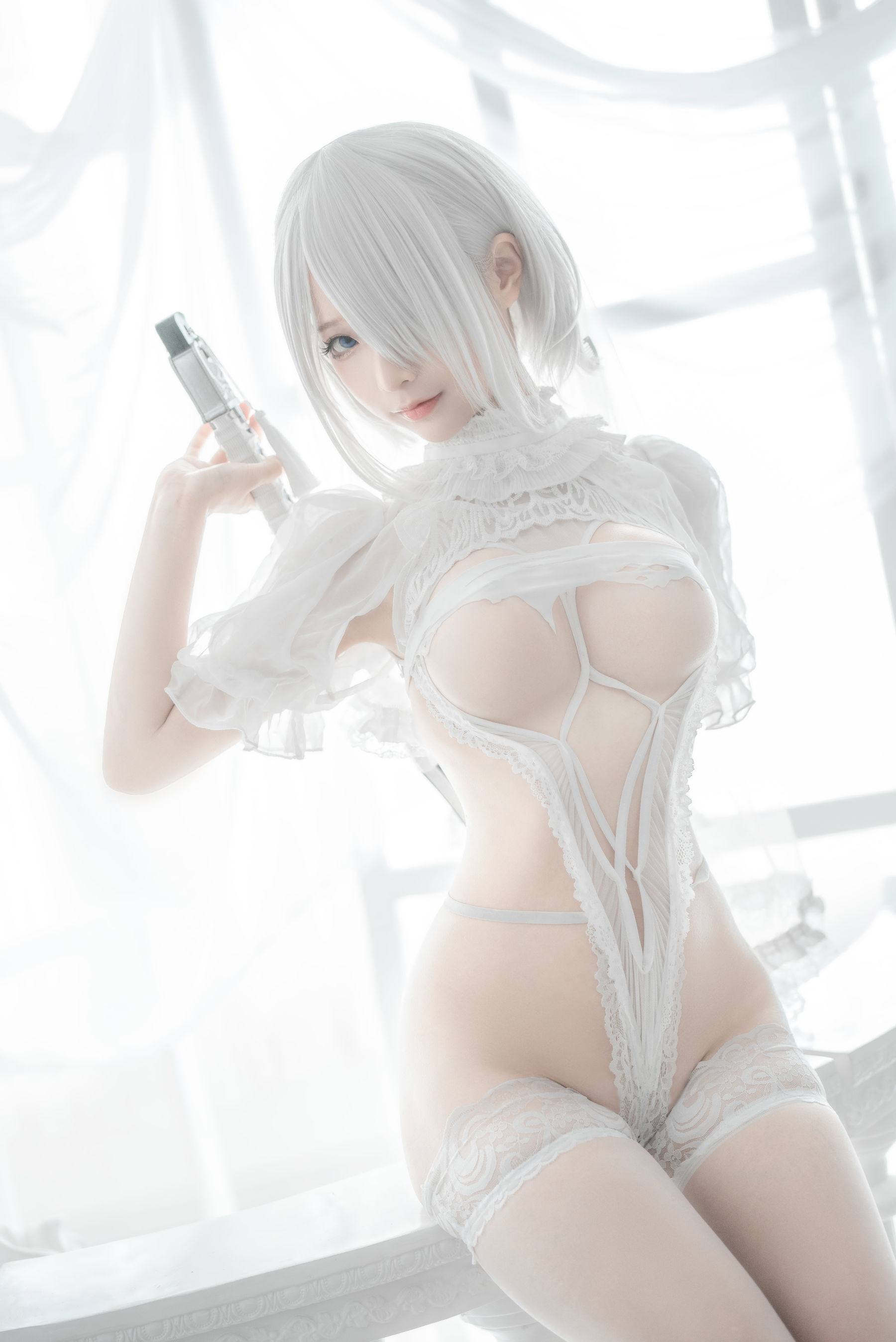 [网红COS] 动漫博主蠢沫沫 - 2B-白婚纱