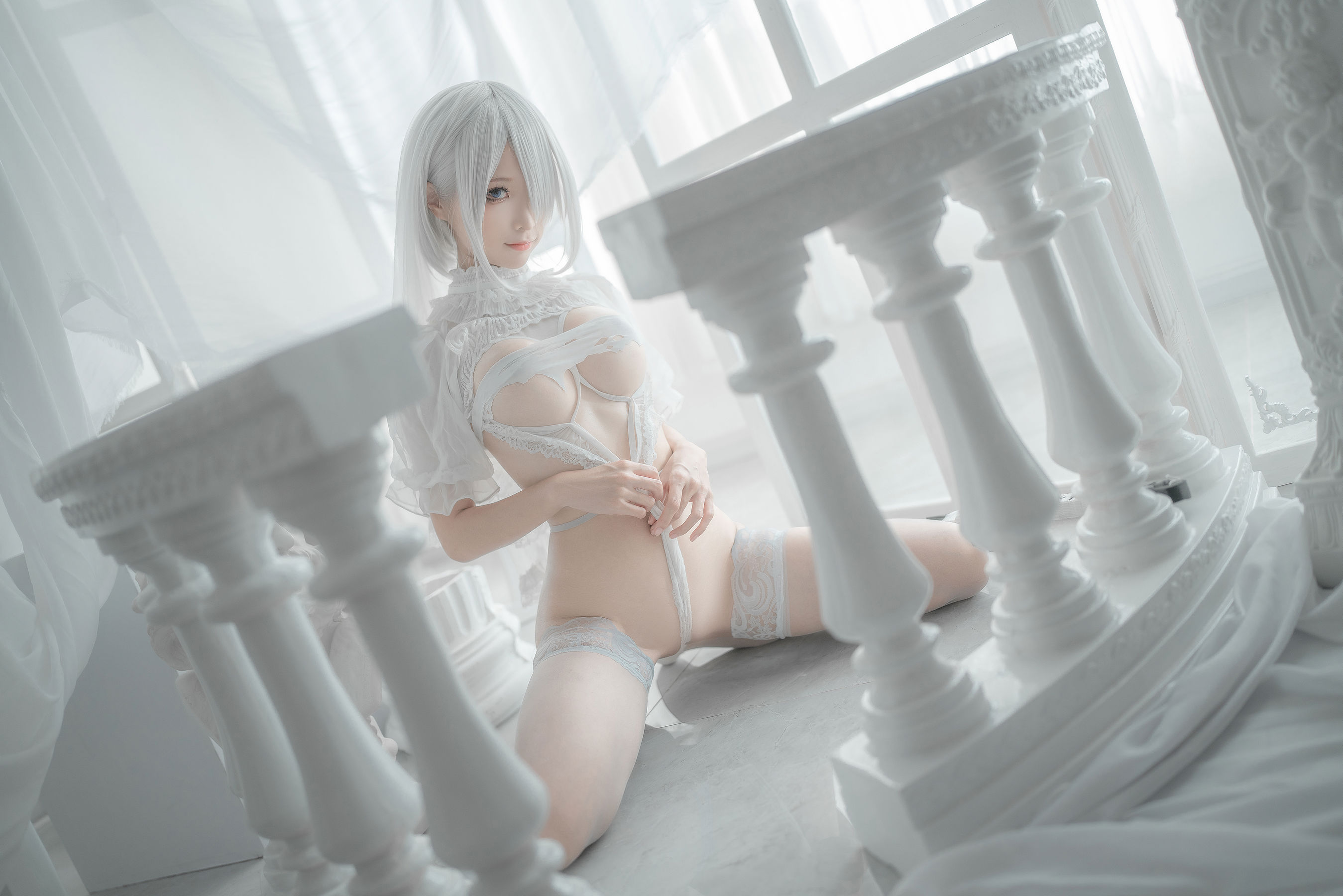 [网红COS] 动漫博主蠢沫沫 - 2B-白婚纱