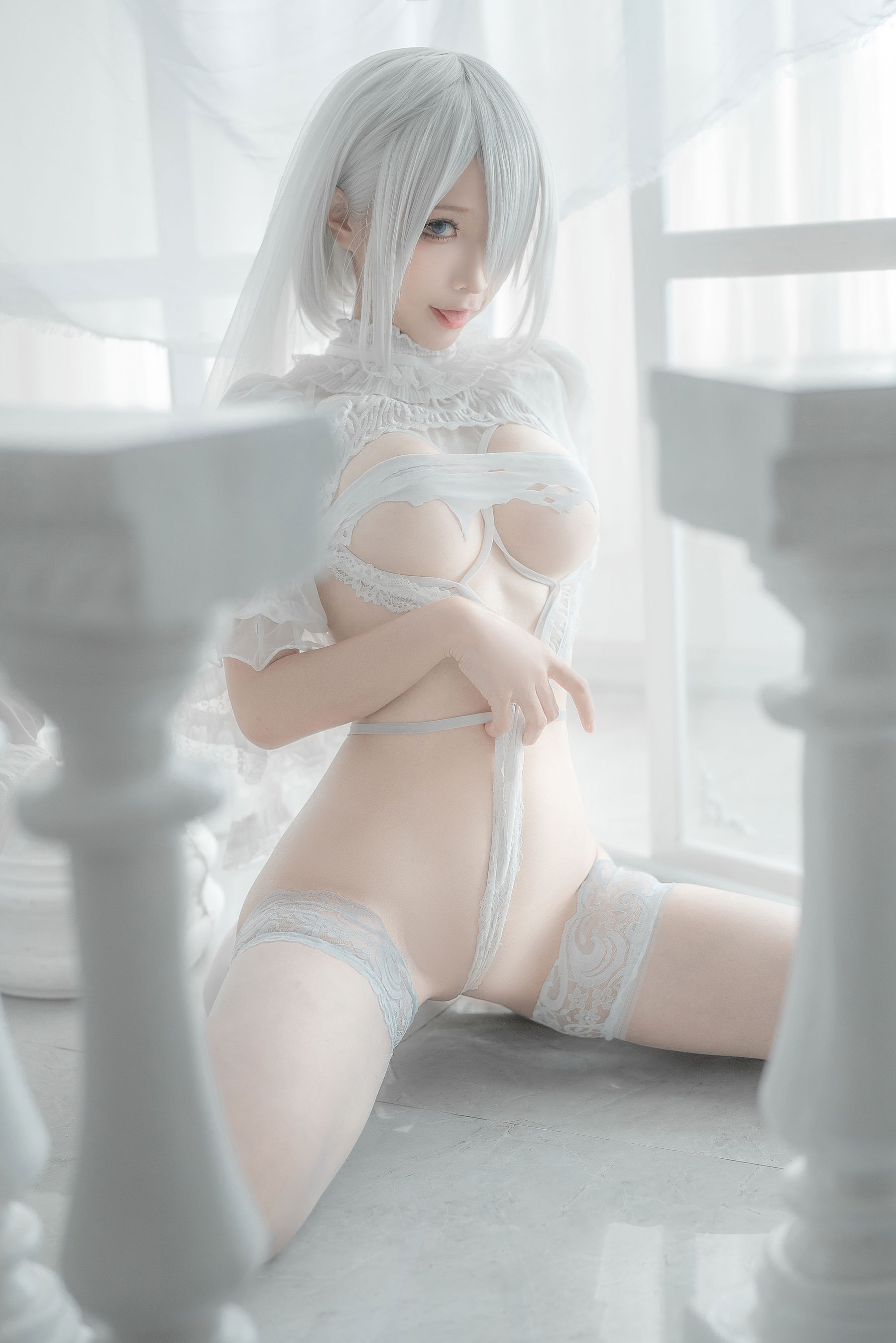[网红COS] 动漫博主蠢沫沫 - 2B-白婚纱