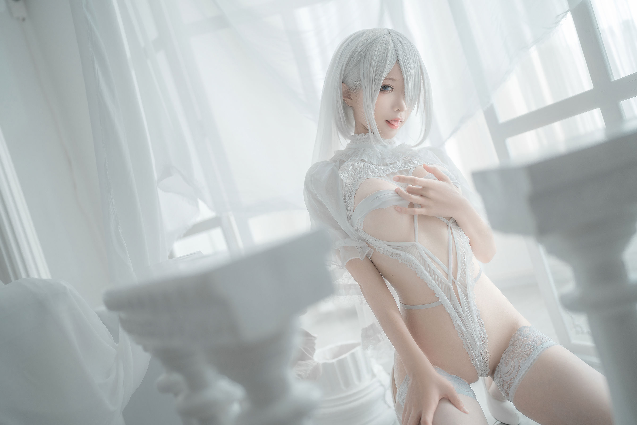 [网红COS] 动漫博主蠢沫沫 - 2B-白婚纱