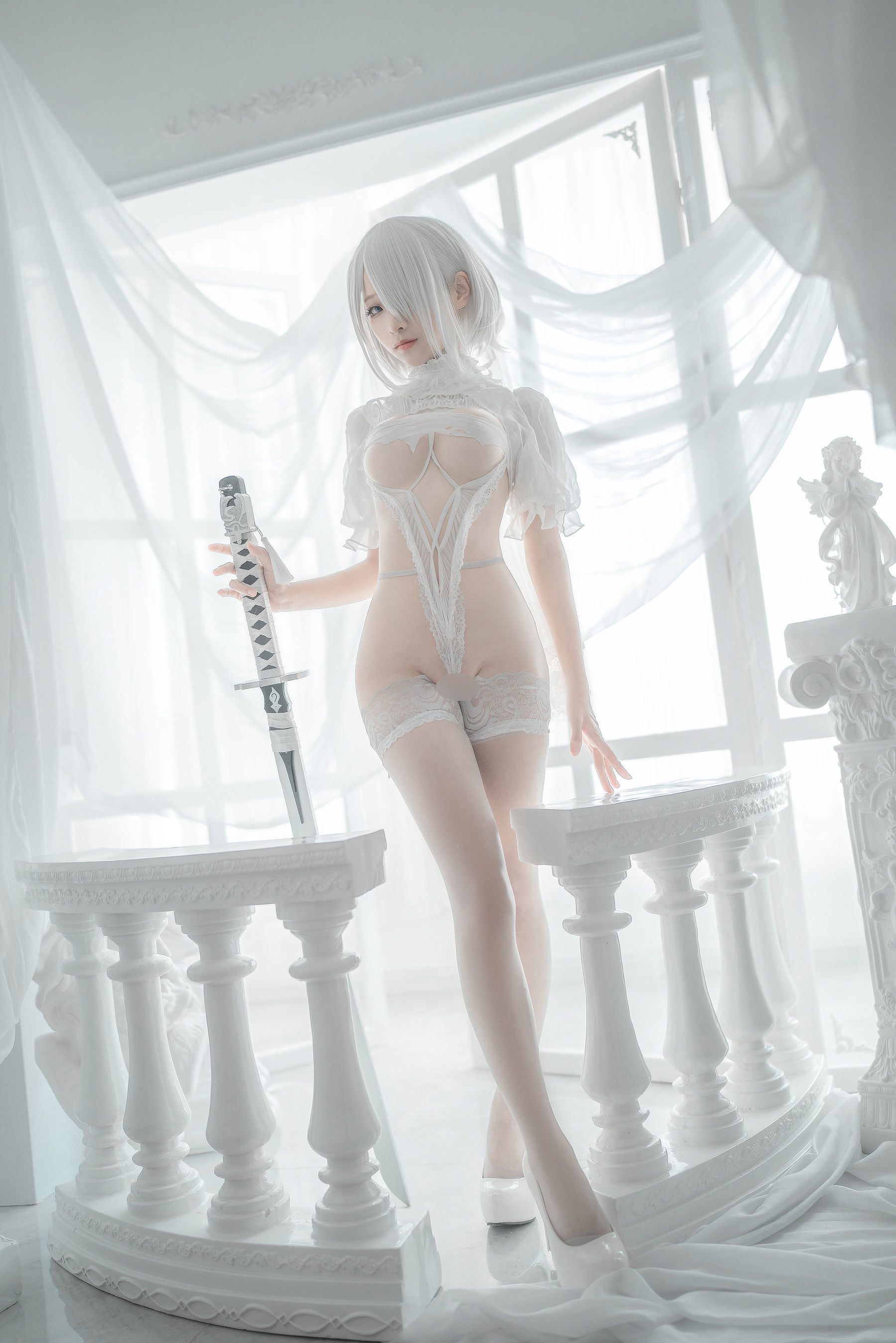 [网红COS] 动漫博主蠢沫沫 - 2B-白婚纱