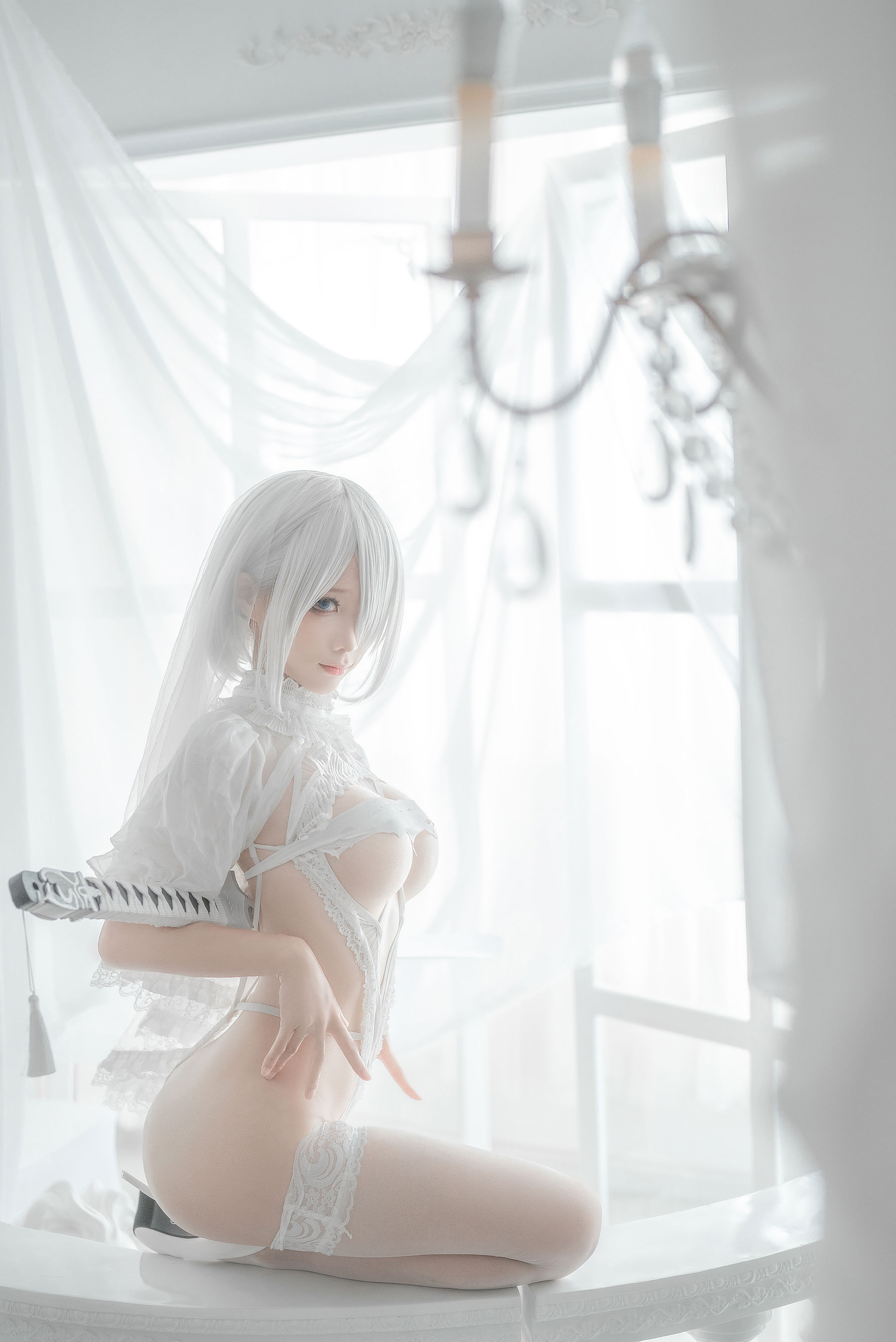 [网红COS] 动漫博主蠢沫沫 - 2B-白婚纱