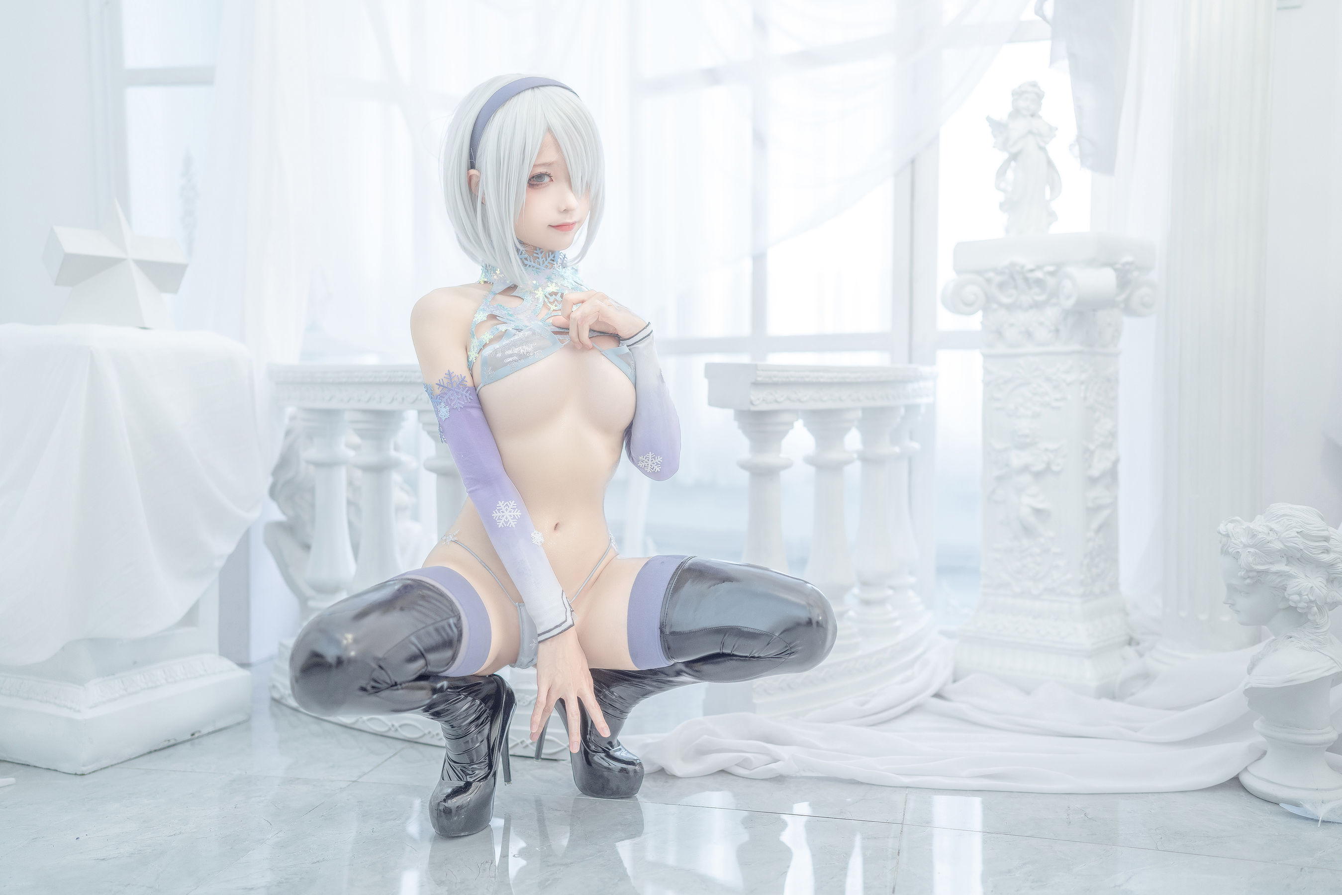 [网红COS] 动漫博主蠢沫沫 - 2B冰雪