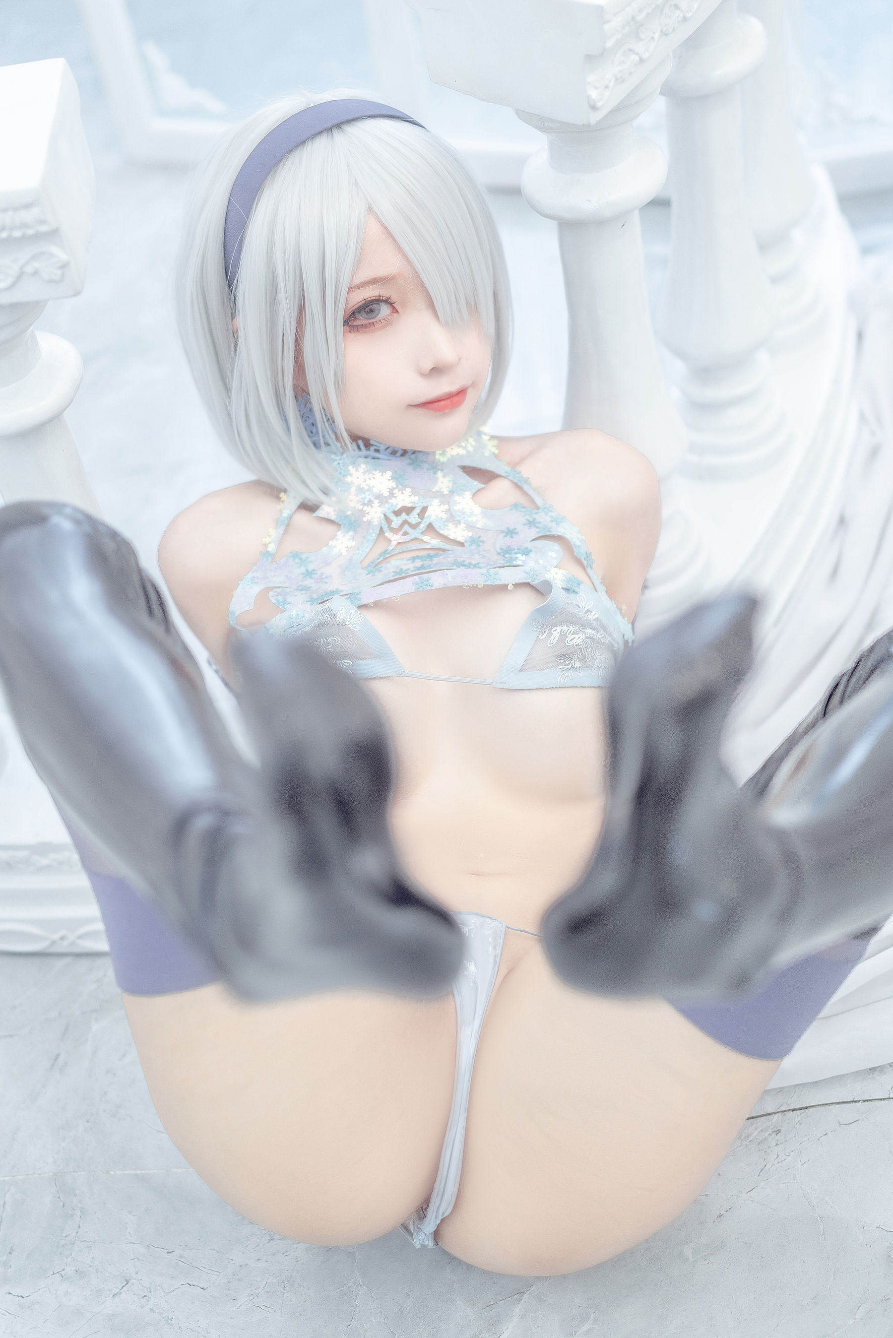 [网红COS] 动漫博主蠢沫沫 - 2B冰雪