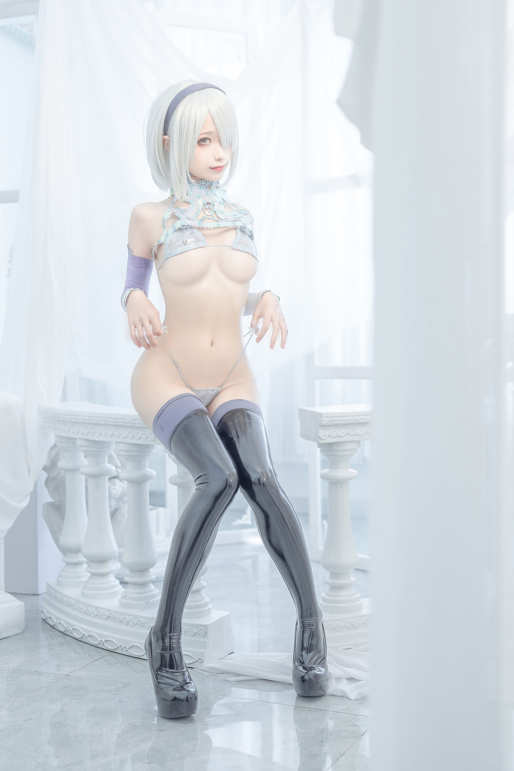[网红COS] 动漫博主蠢沫沫 - 2B冰雪