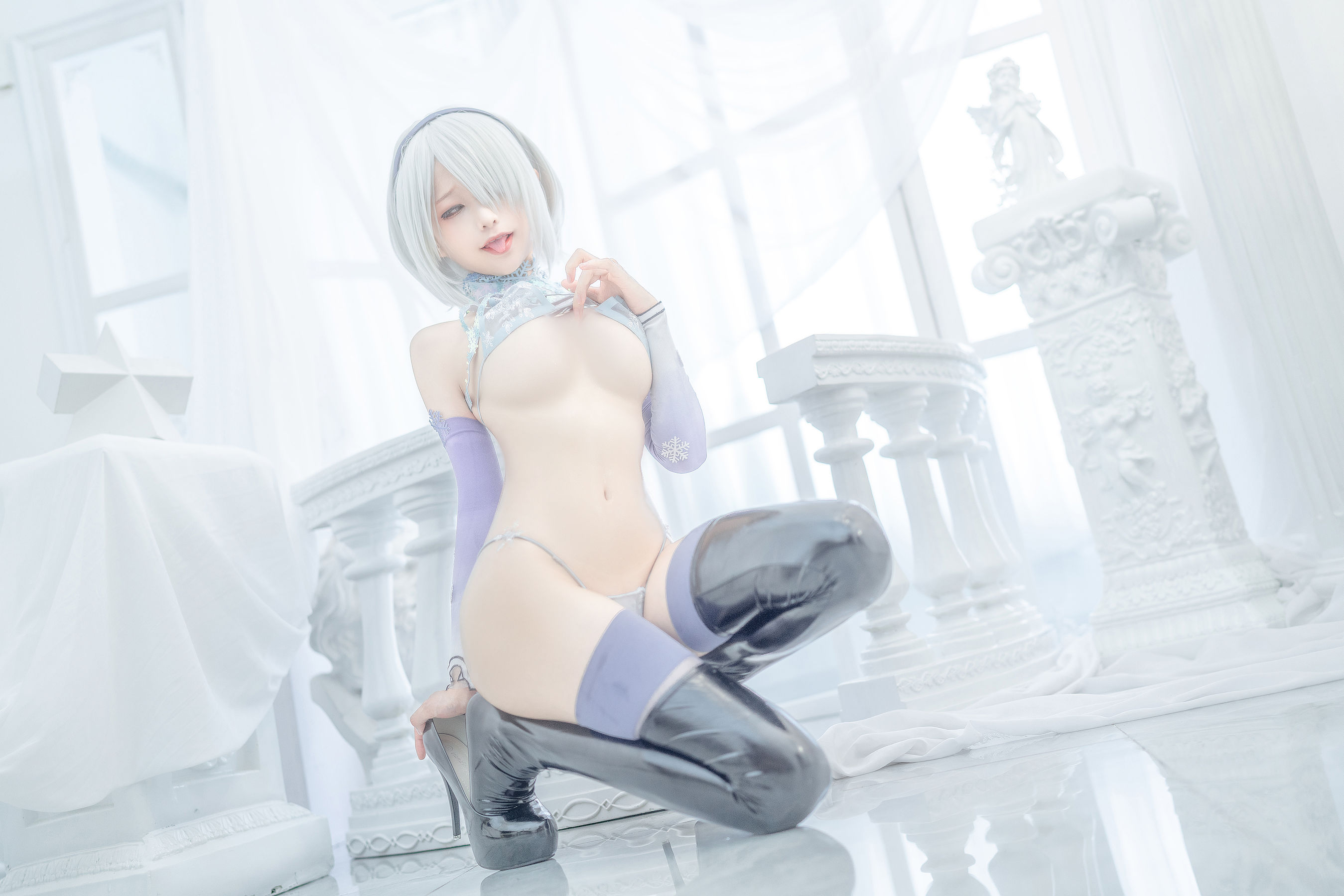 [网红COS] 动漫博主蠢沫沫 - 2B冰雪