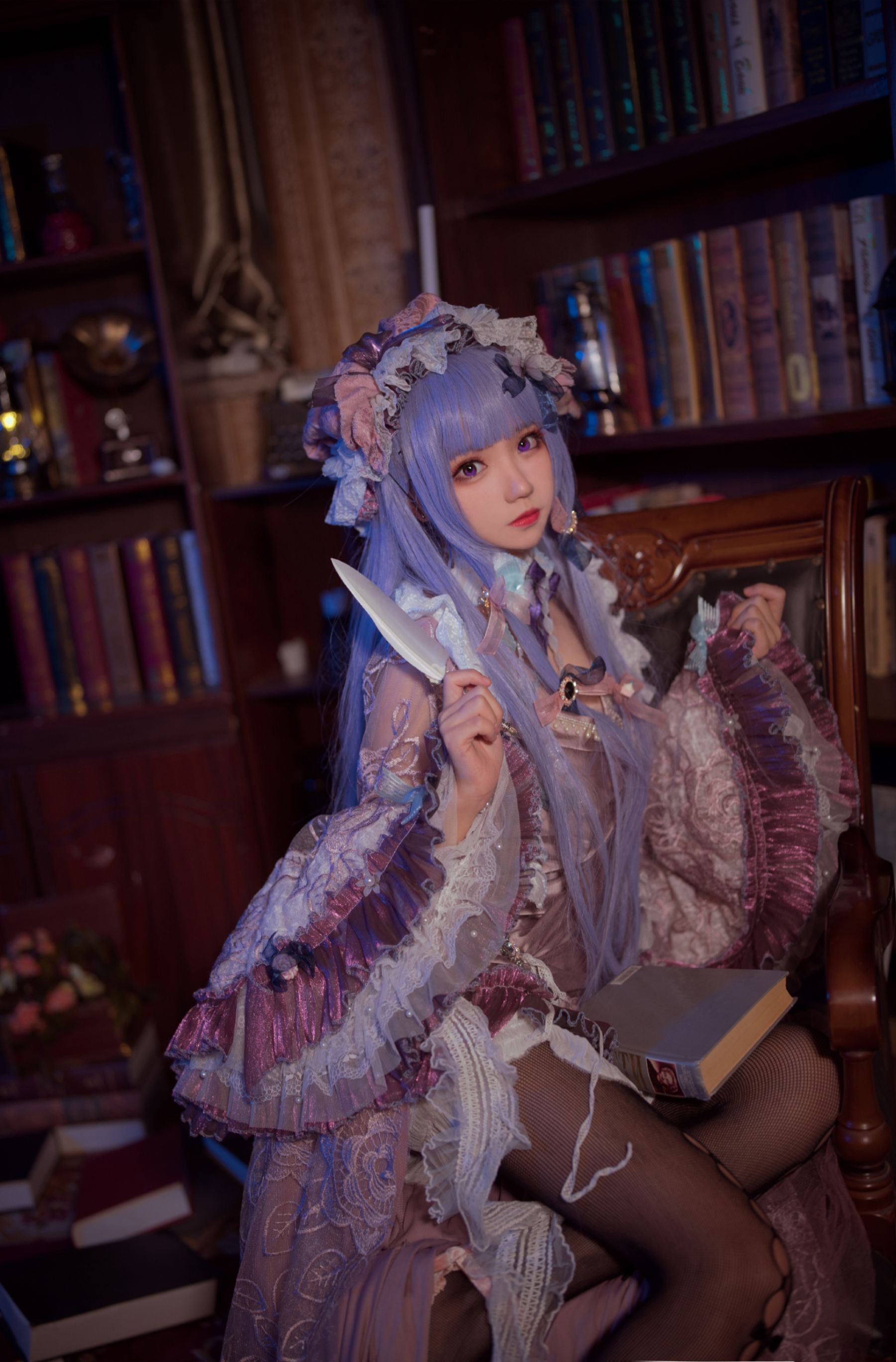 [网红COS] 花柒Hana - 帕秋莉睡衣