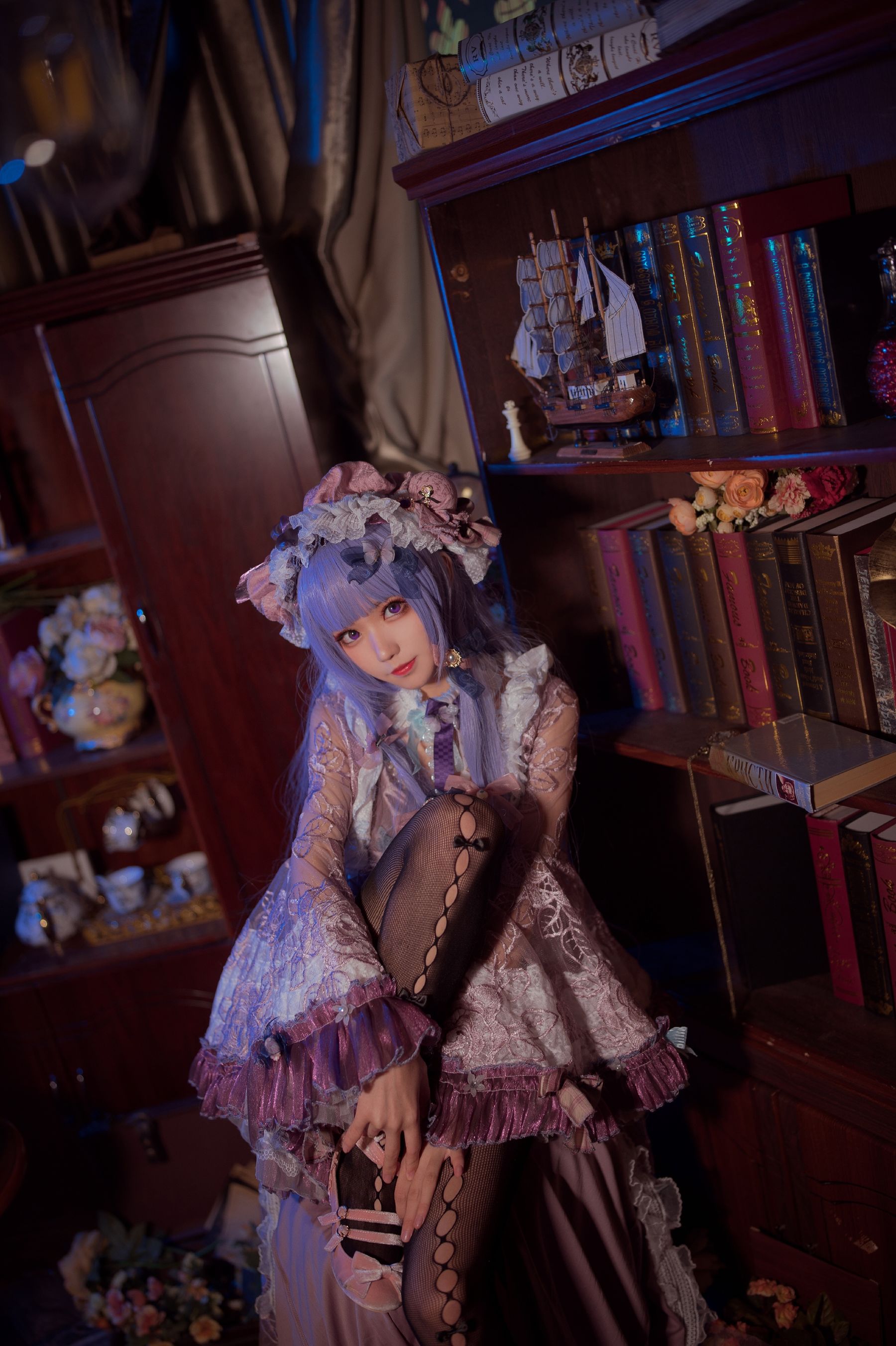 [网红COS] 花柒Hana - 帕秋莉睡衣