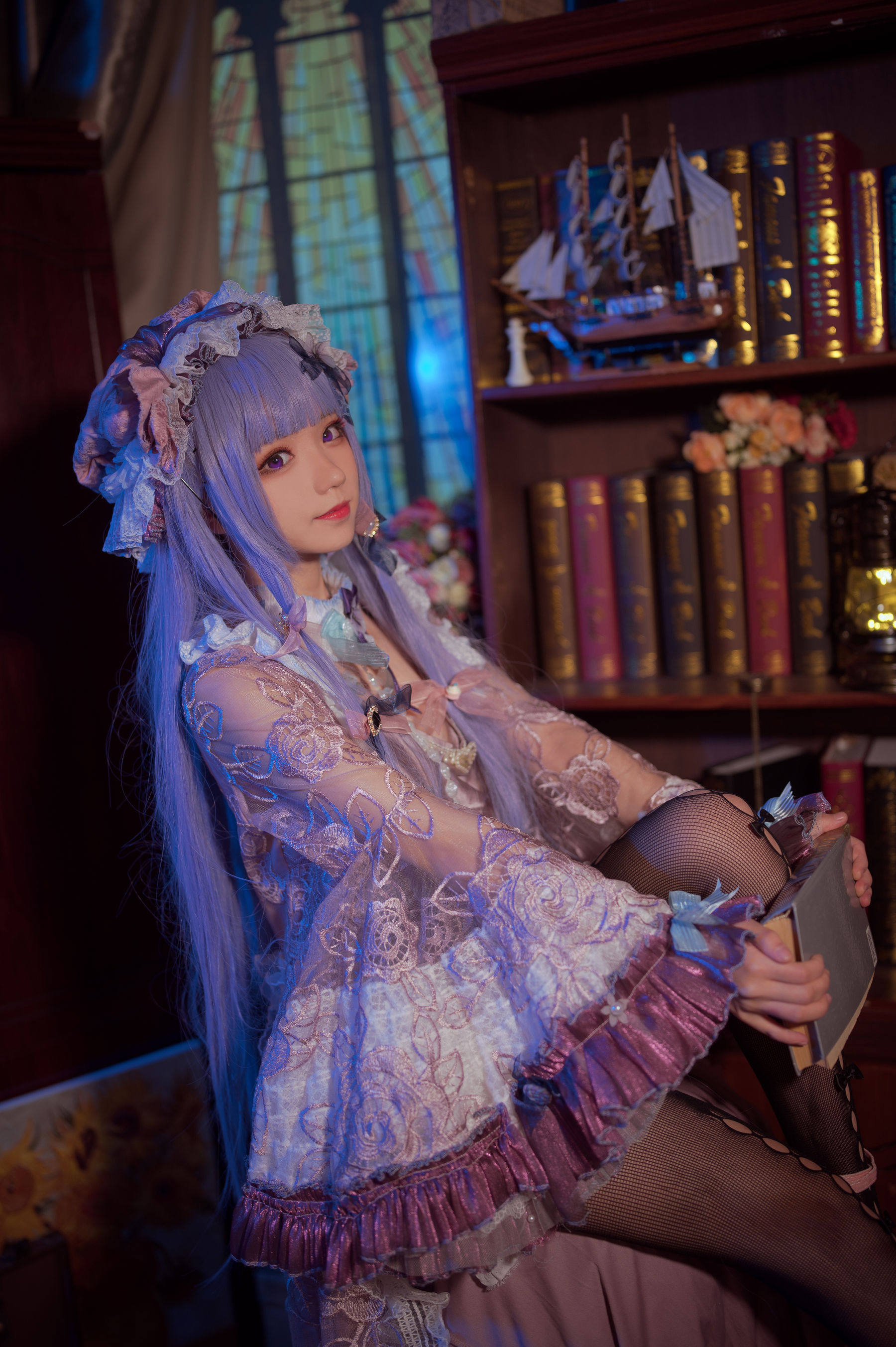[网红COS] 花柒Hana - 帕秋莉睡衣
