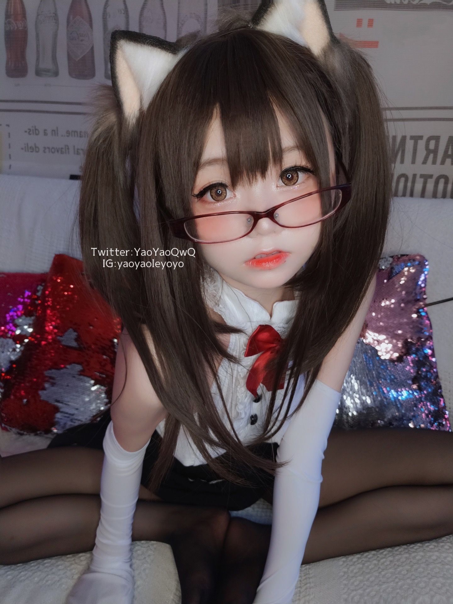 [网红COS] 萌妹子Coser摇摇乐yoyo - 黑色紧身衣