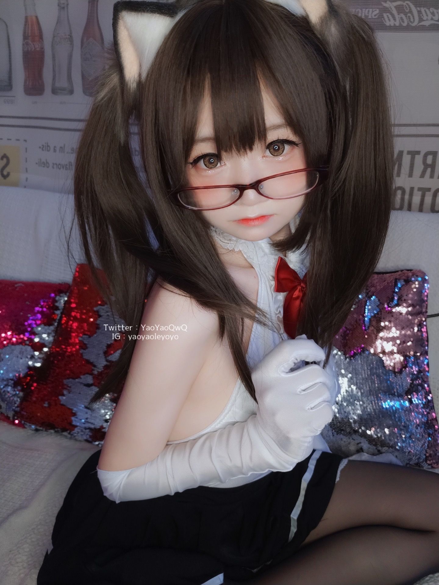 [网红COS] 萌妹子Coser摇摇乐yoyo - 黑色紧身衣