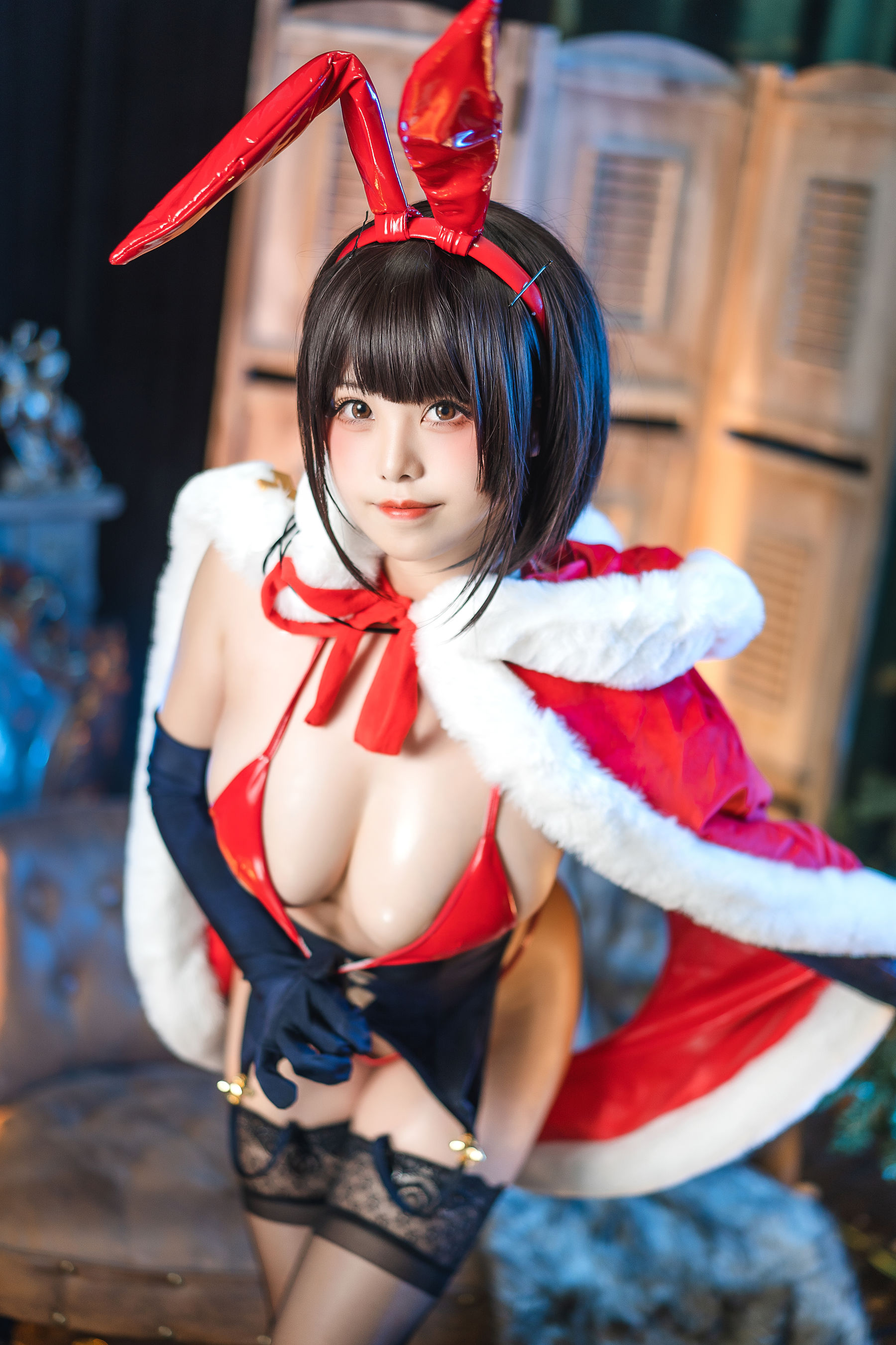 [网红COS] 萌系小姐姐蜜汁猫裘 - 魔太郎圣诞