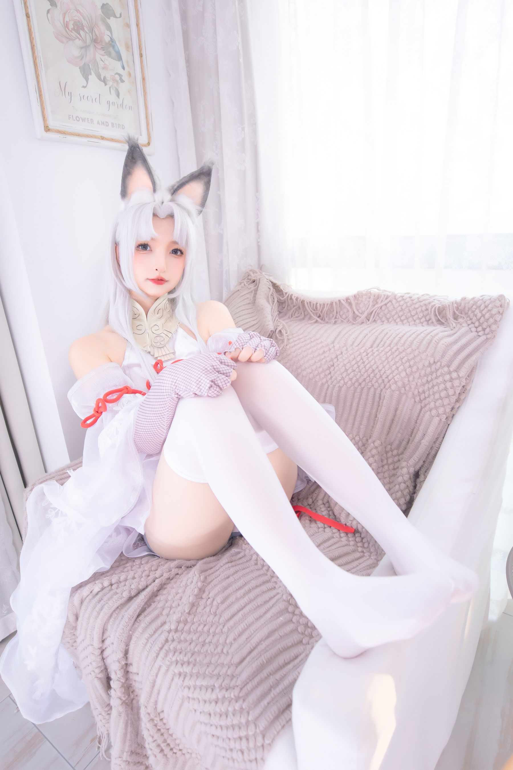 [网红COS] 萝莉神楽板真冬 白丝胡桃