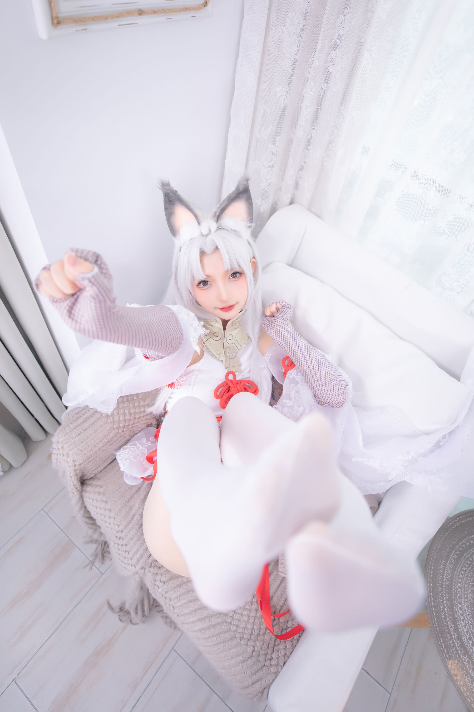[网红COS] 萝莉神楽板真冬 白丝胡桃