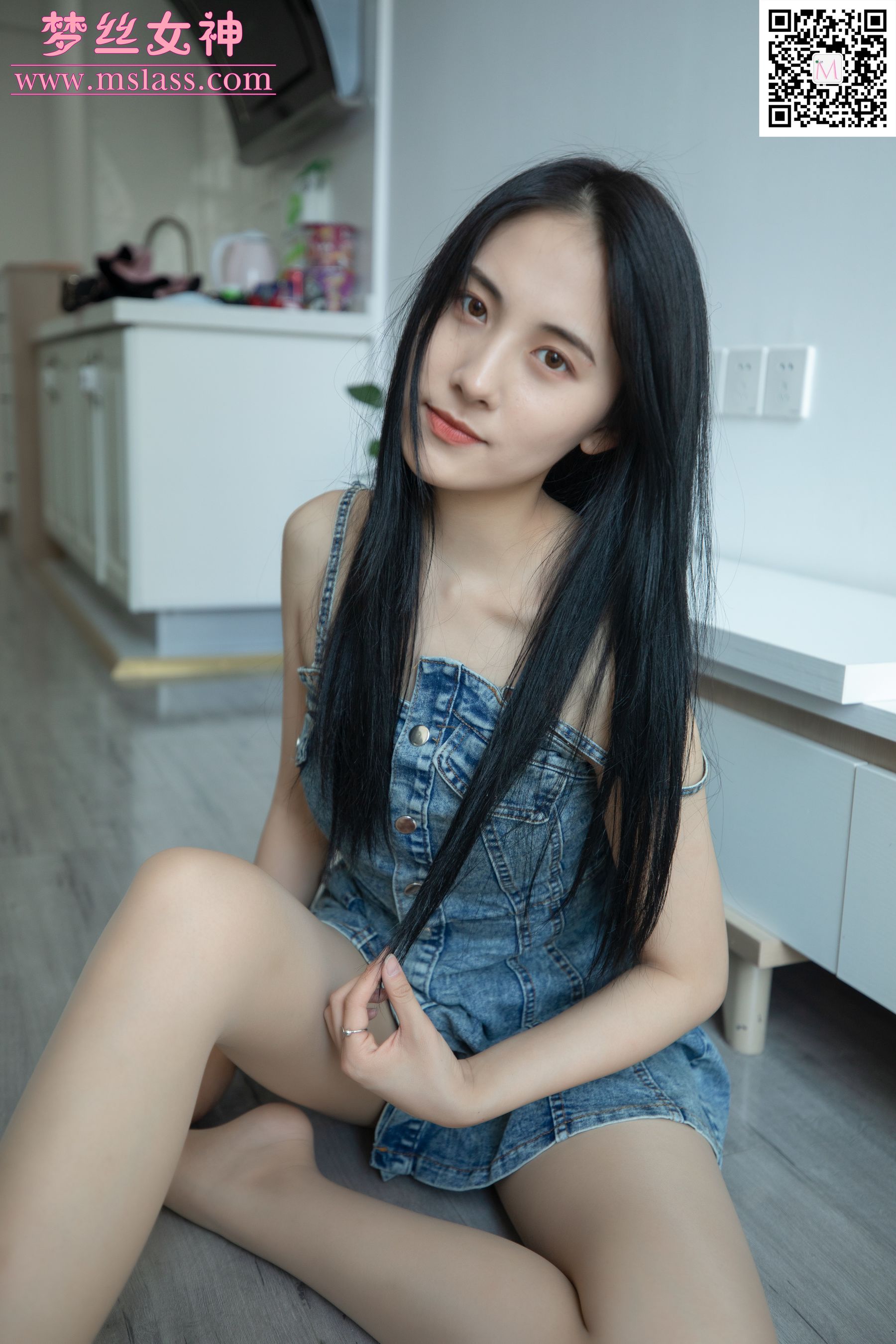 [梦丝女神MSLASS]  小允儿 牛仔连衣裙