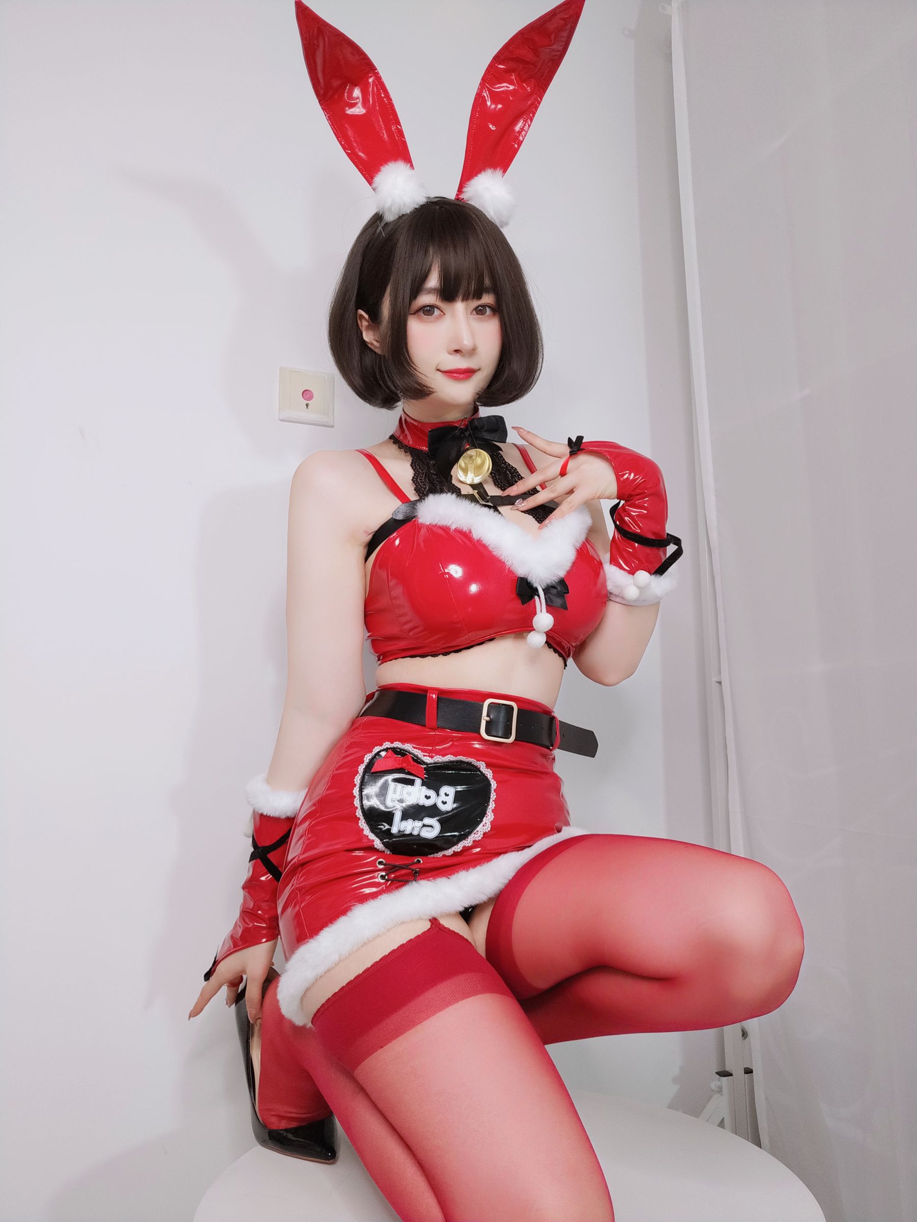 [福利COS] Coser小姐姐白银 - Christmas Bunny