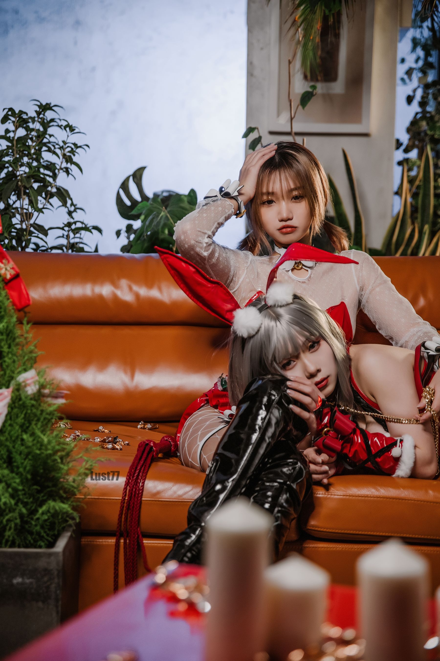 [福利COS] 动漫博主柒柒要乖哦 - 2021圣诞双兔