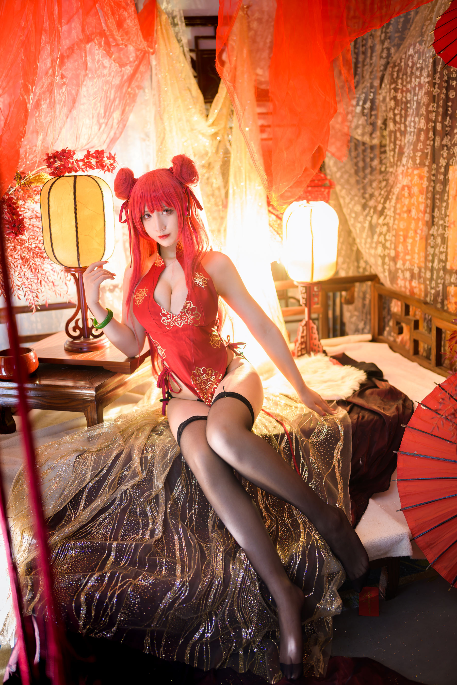 [福利COS] 动漫博主九曲Jean - 碧蓝航线 加利索新春旗袍