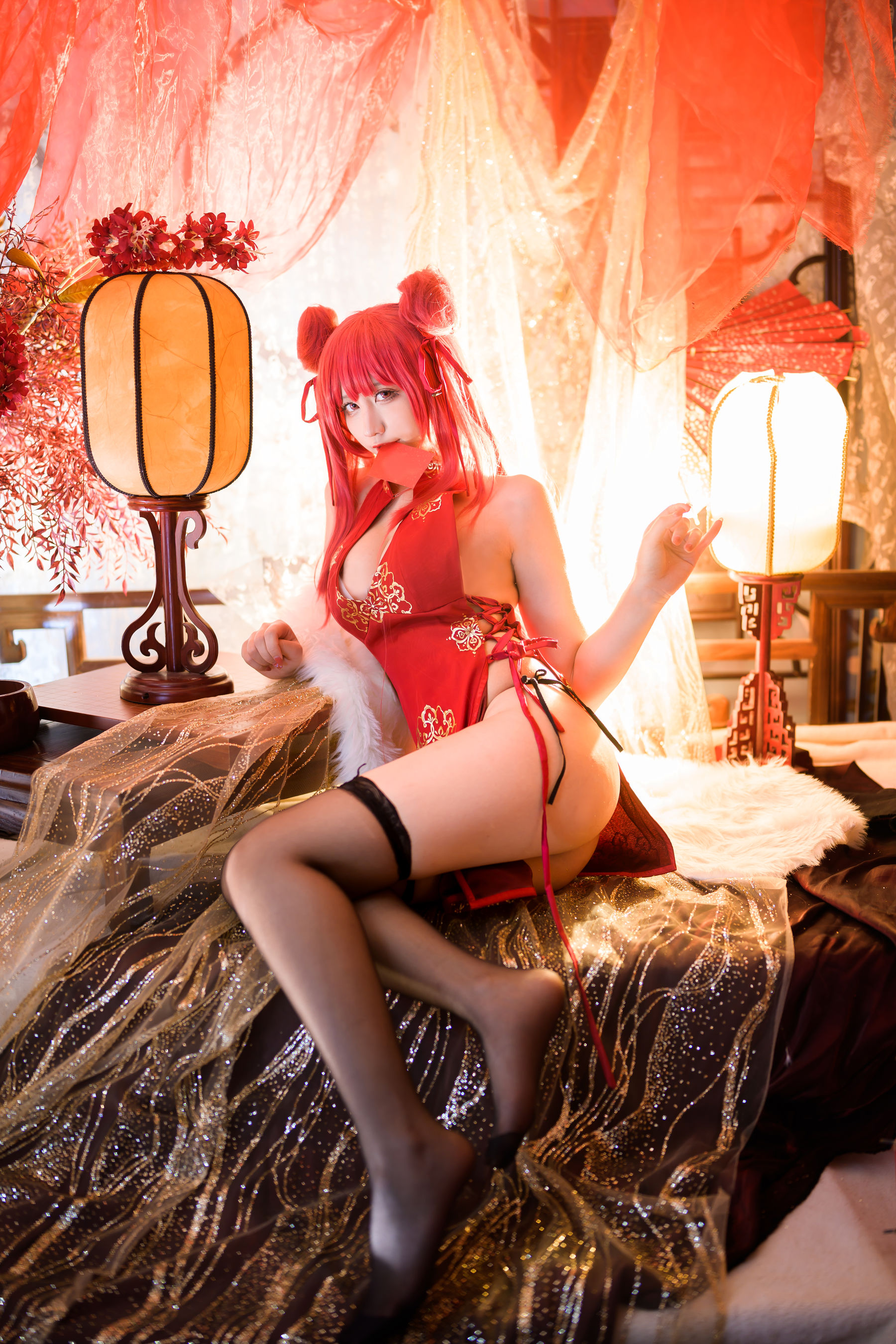 [福利COS] 动漫博主九曲Jean - 碧蓝航线 加利索新春旗袍