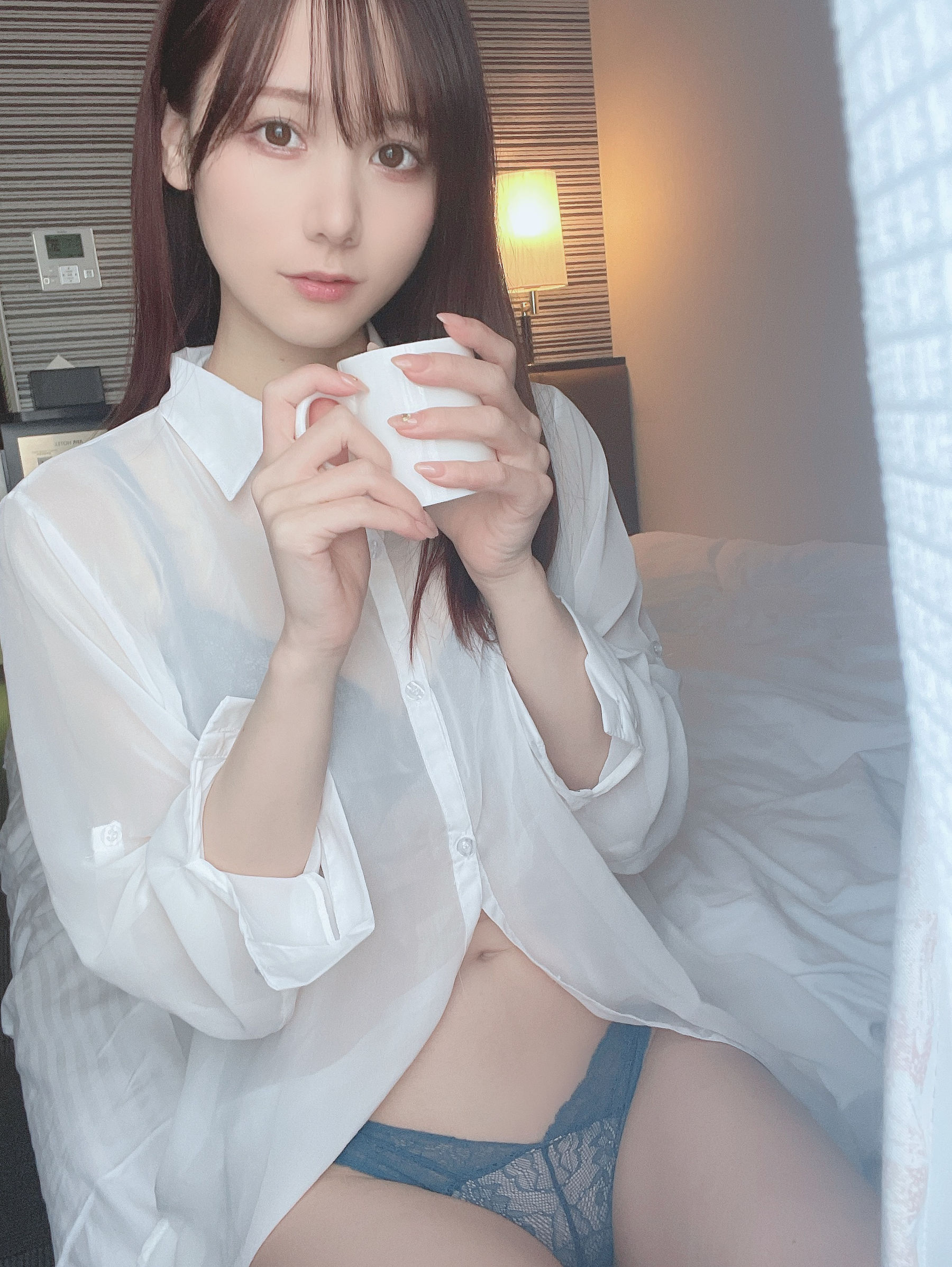 [福利COS] 日本甜美COSERけんけん[fantia] 20220128-透けシャツ×ランジェリー