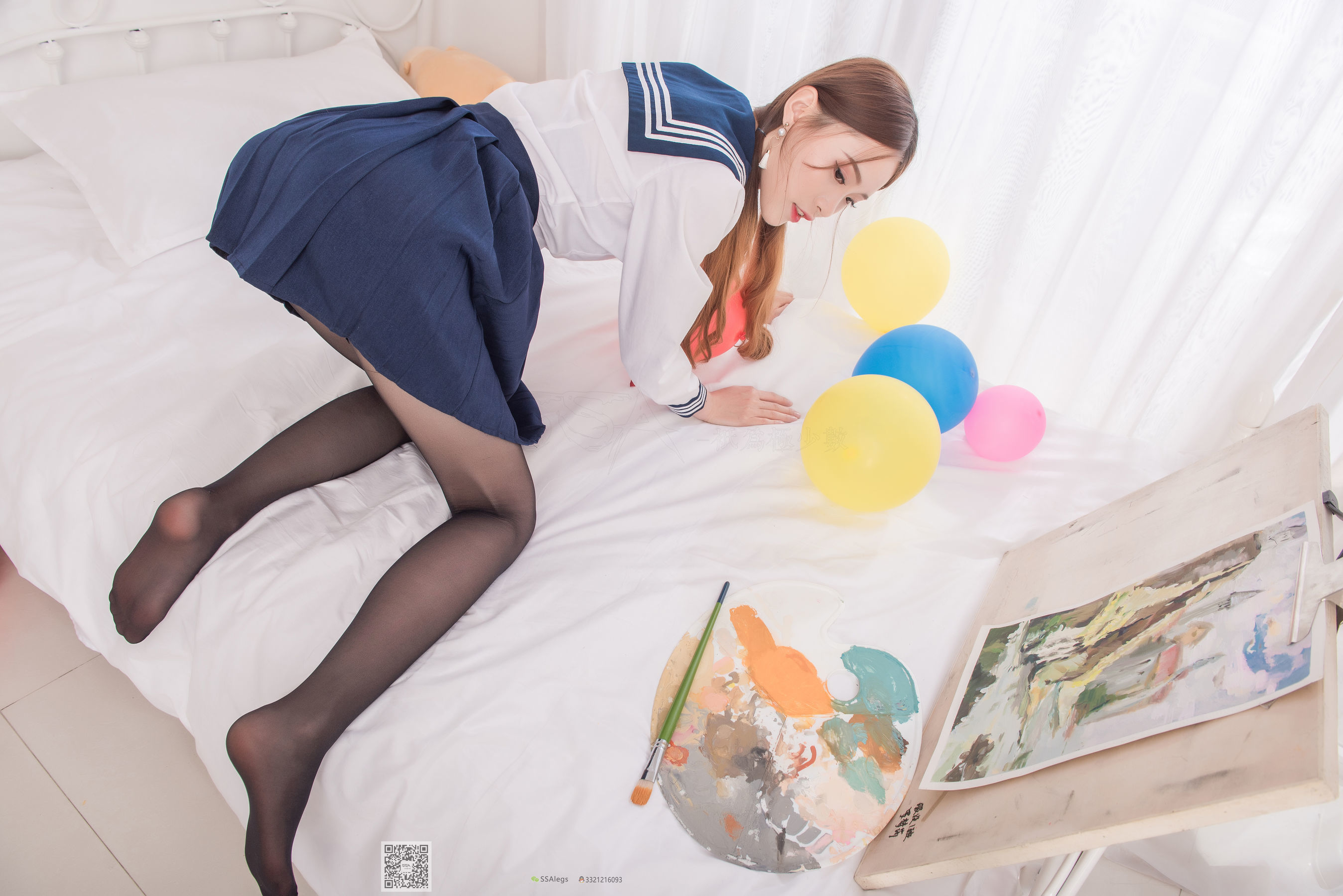 [SSA丝社]超清写真 No.023 小琪琪 笑容治愈女神琪琪的黑色开档丝袜