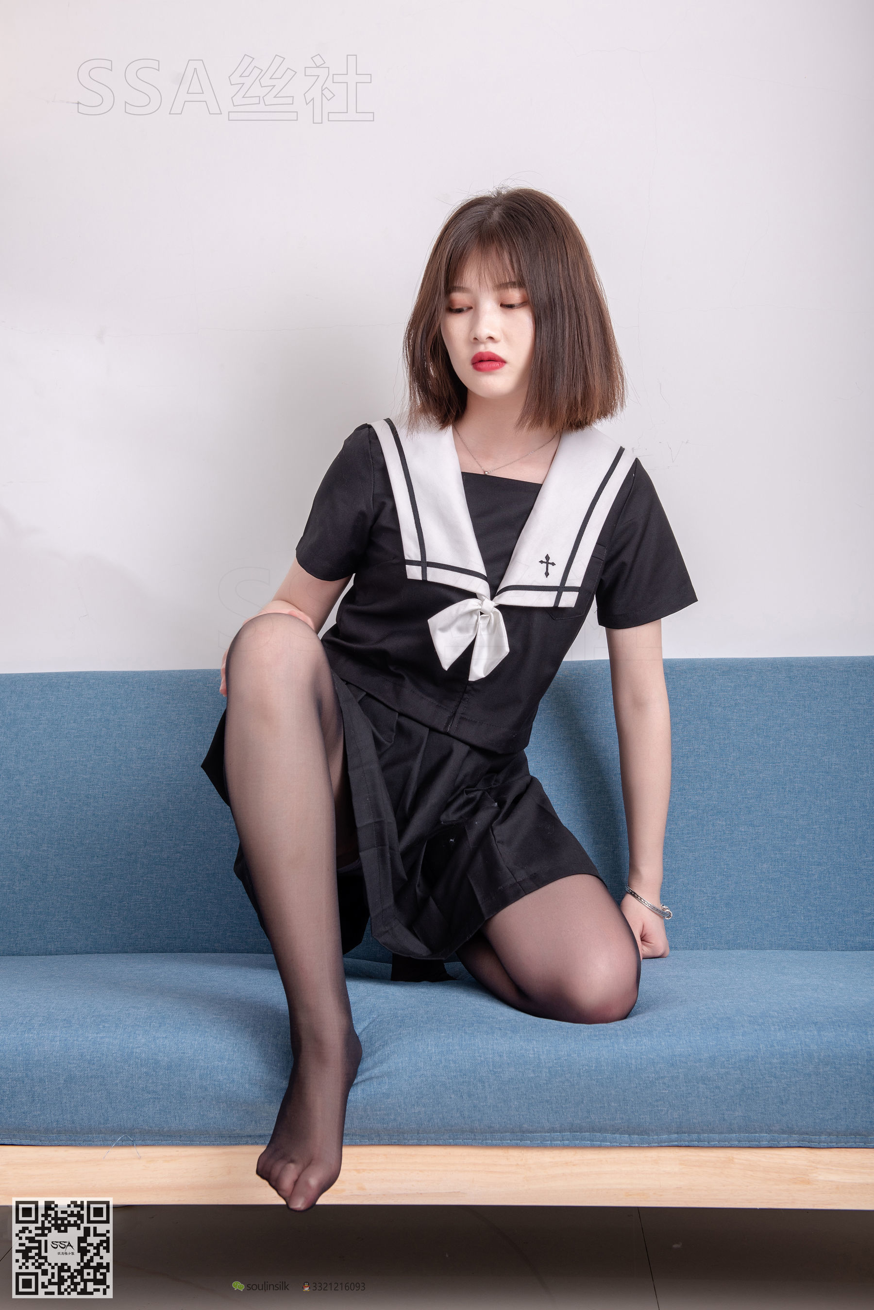 [SSA丝社]超清写真 No.113 腿模穗子 教你穿黑色系JK制服