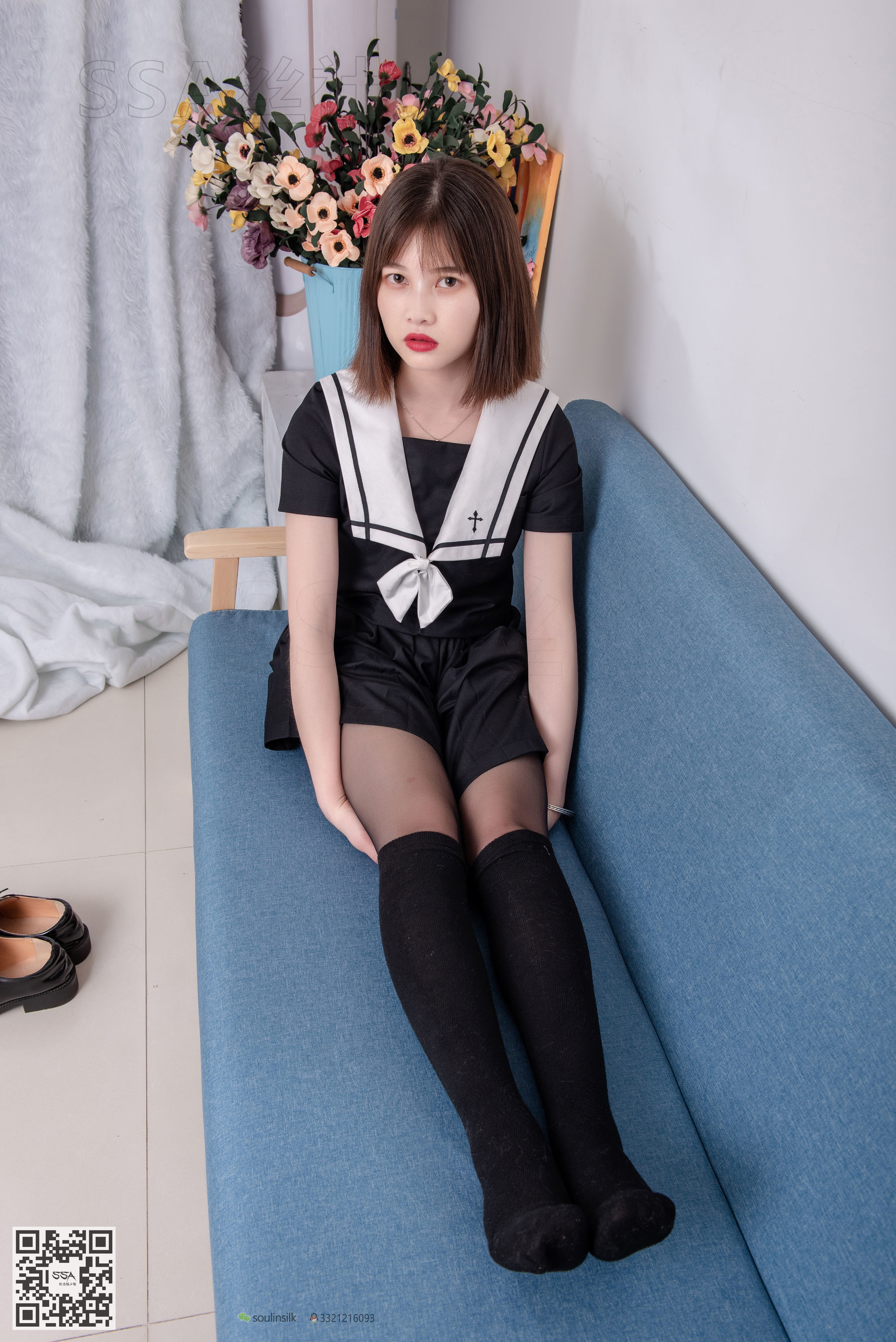 [SSA丝社]超清写真 No.113 腿模穗子 教你穿黑色系JK制服