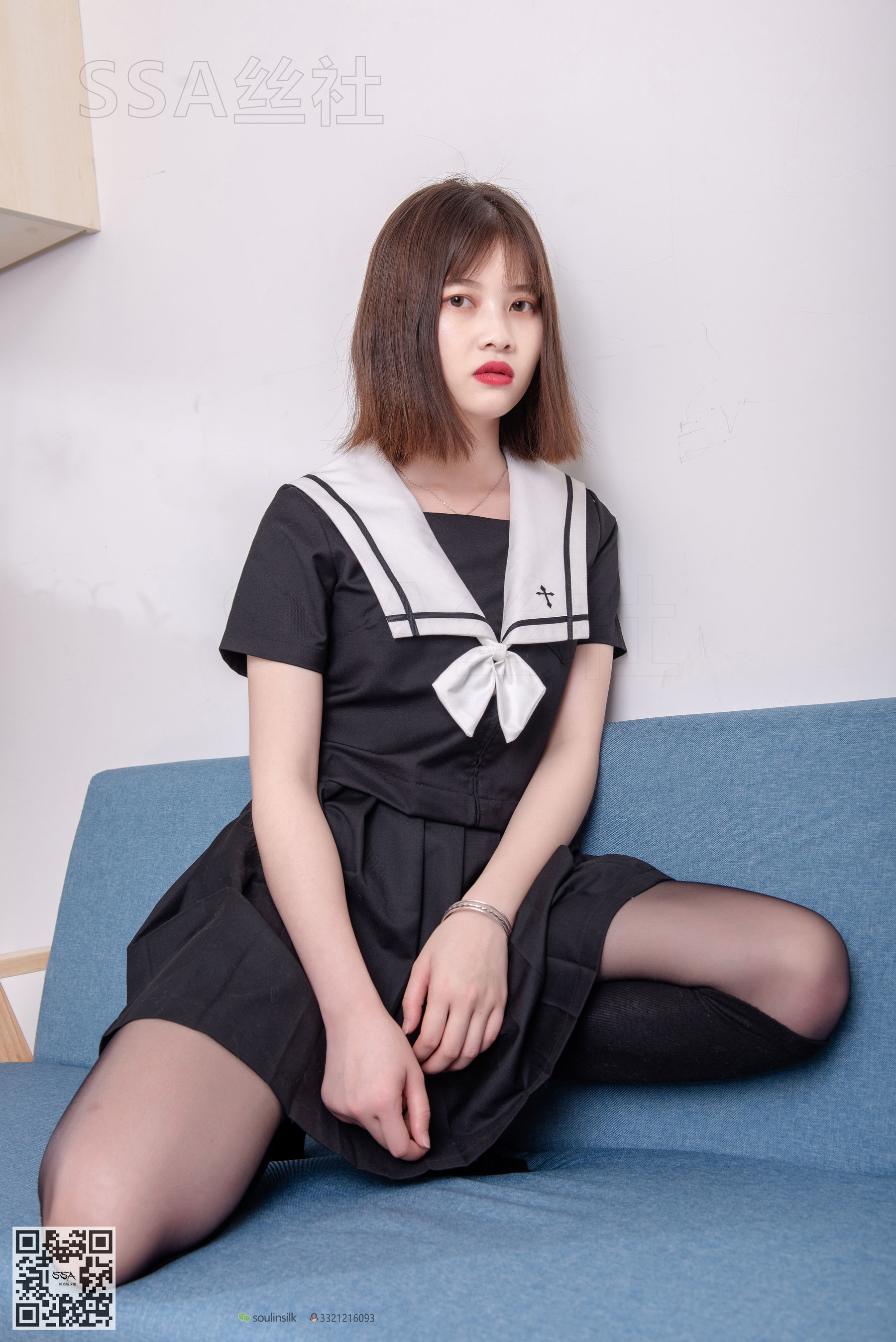 [SSA丝社]超清写真 No.113 腿模穗子 教你穿黑色系JK制服