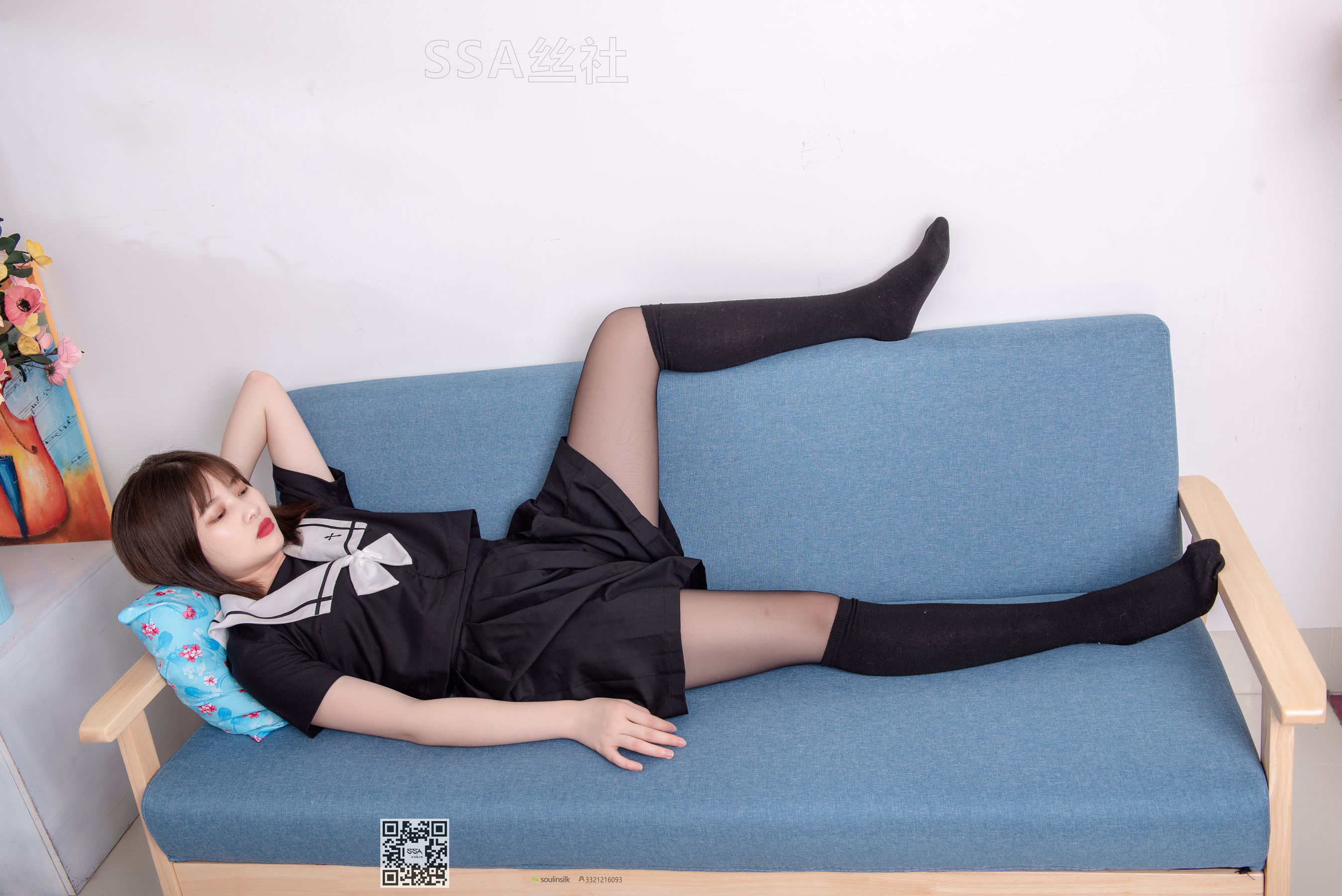 [SSA丝社]超清写真 No.113 腿模穗子 教你穿黑色系JK制服