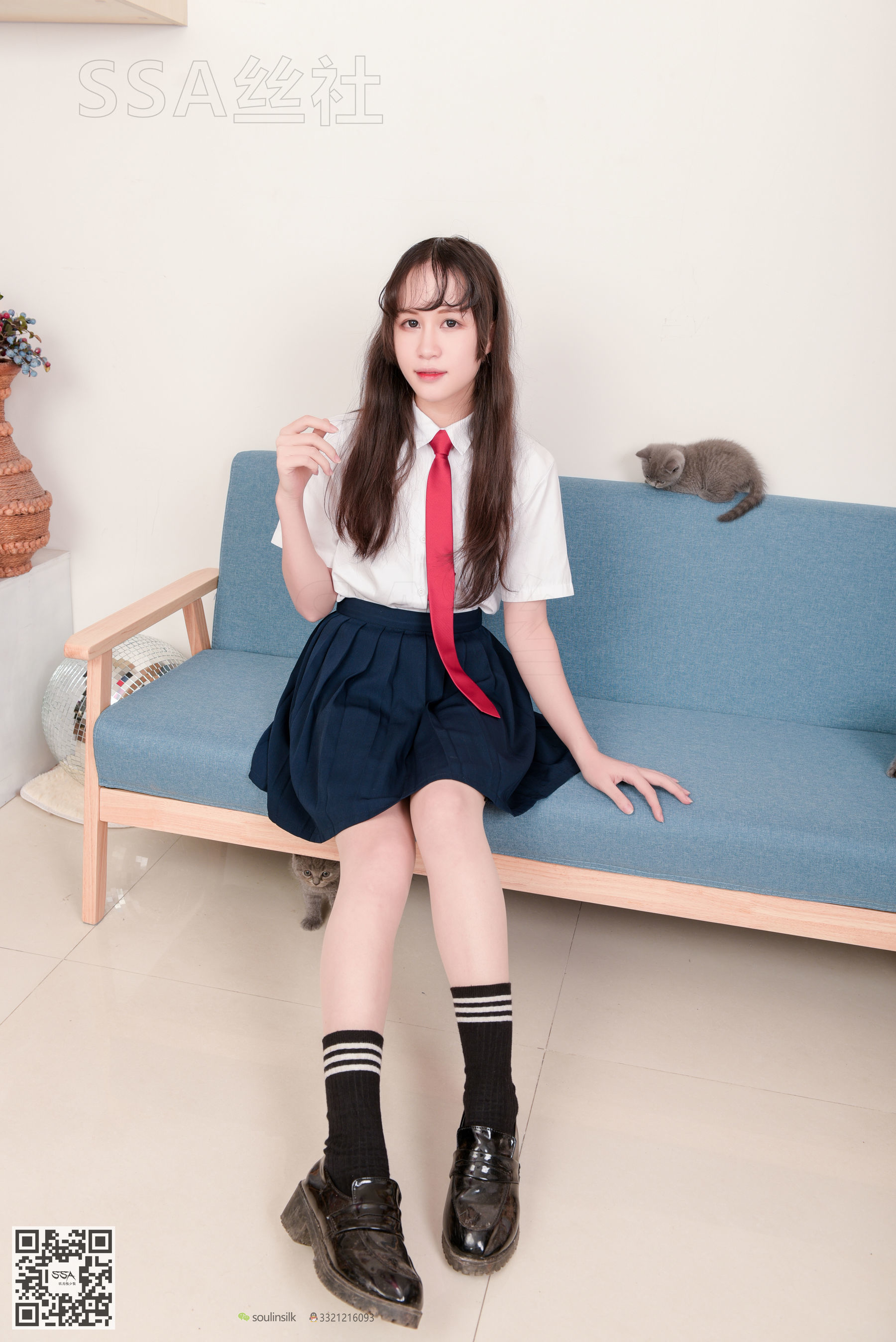 [SSA丝社]超清写真 No.141 丹丹 JK制服黑色半膝袜肉丝