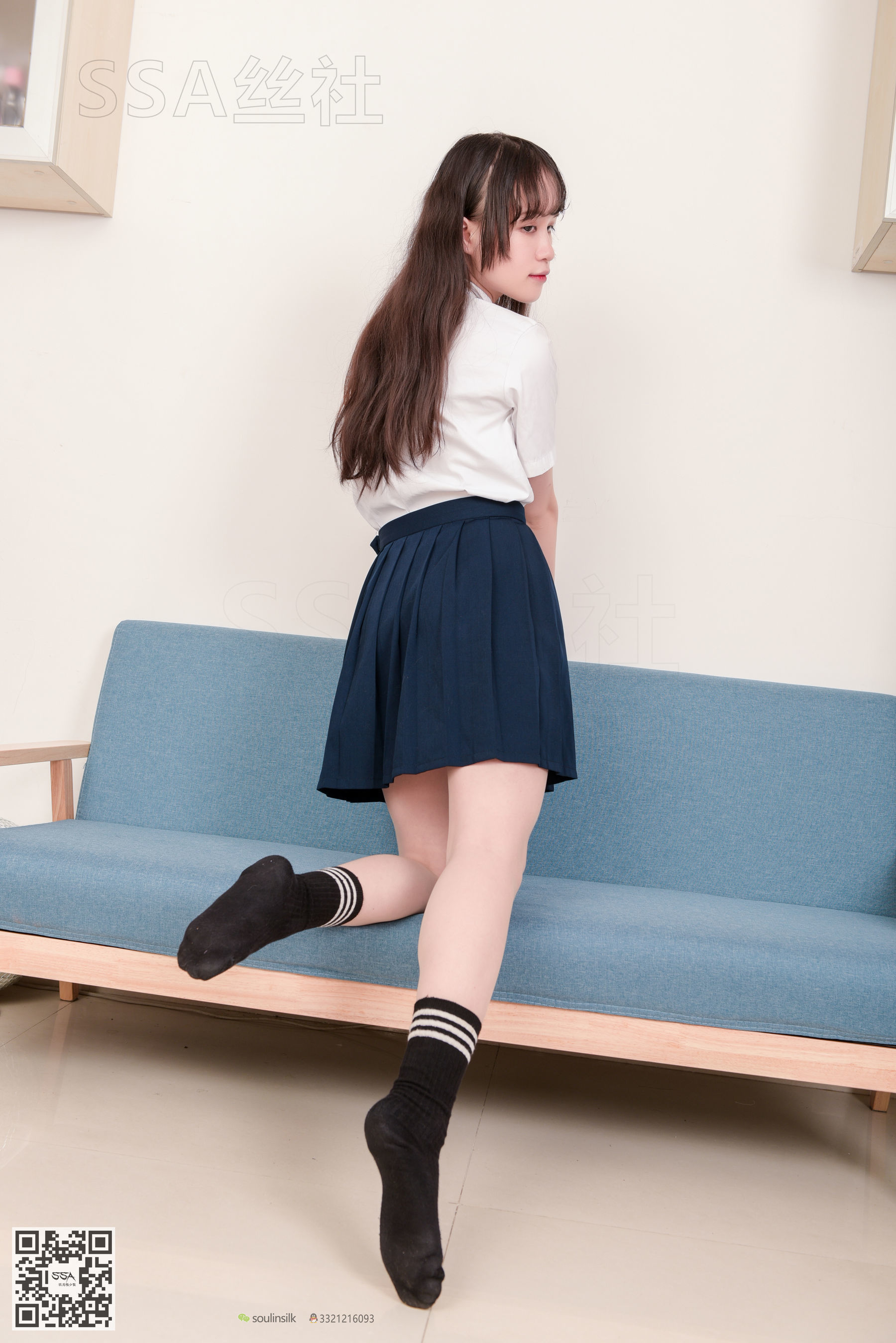 [SSA丝社]超清写真 No.141 丹丹 JK制服黑色半膝袜肉丝