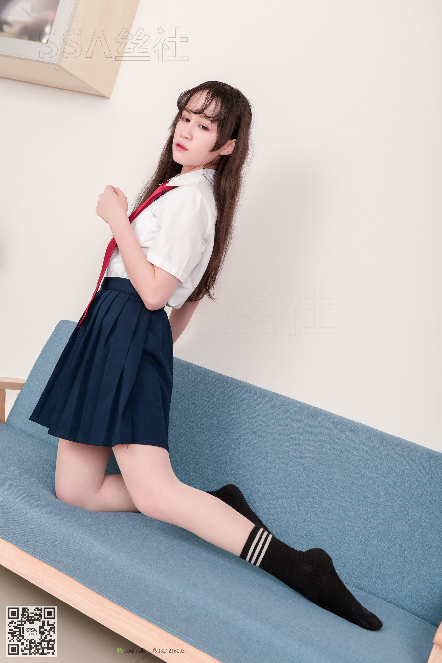 [SSA丝社]超清写真 No.141 丹丹 JK制服黑色半膝袜肉丝