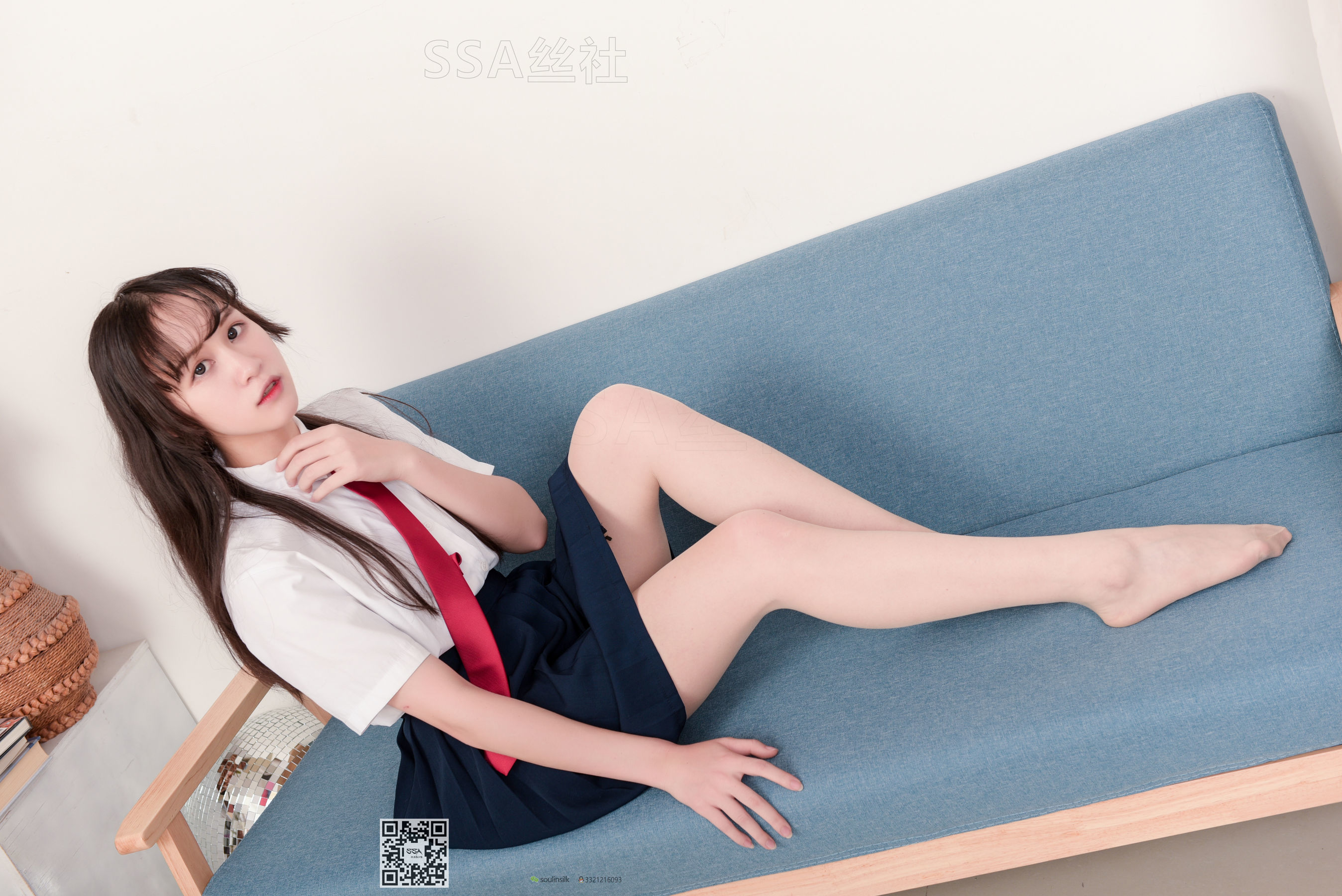 [SSA丝社]超清写真 No.141 丹丹 JK制服黑色半膝袜肉丝