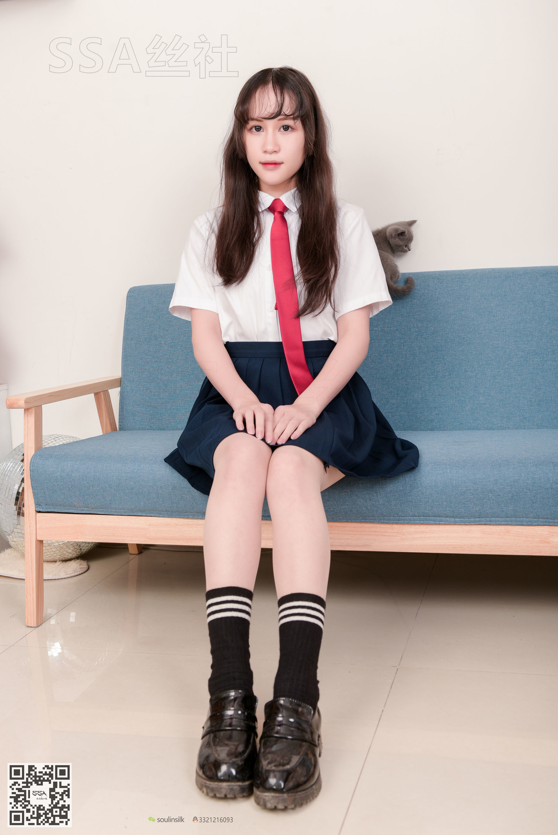 [SSA丝社]超清写真 No.141 丹丹 JK制服黑色半膝袜肉丝
