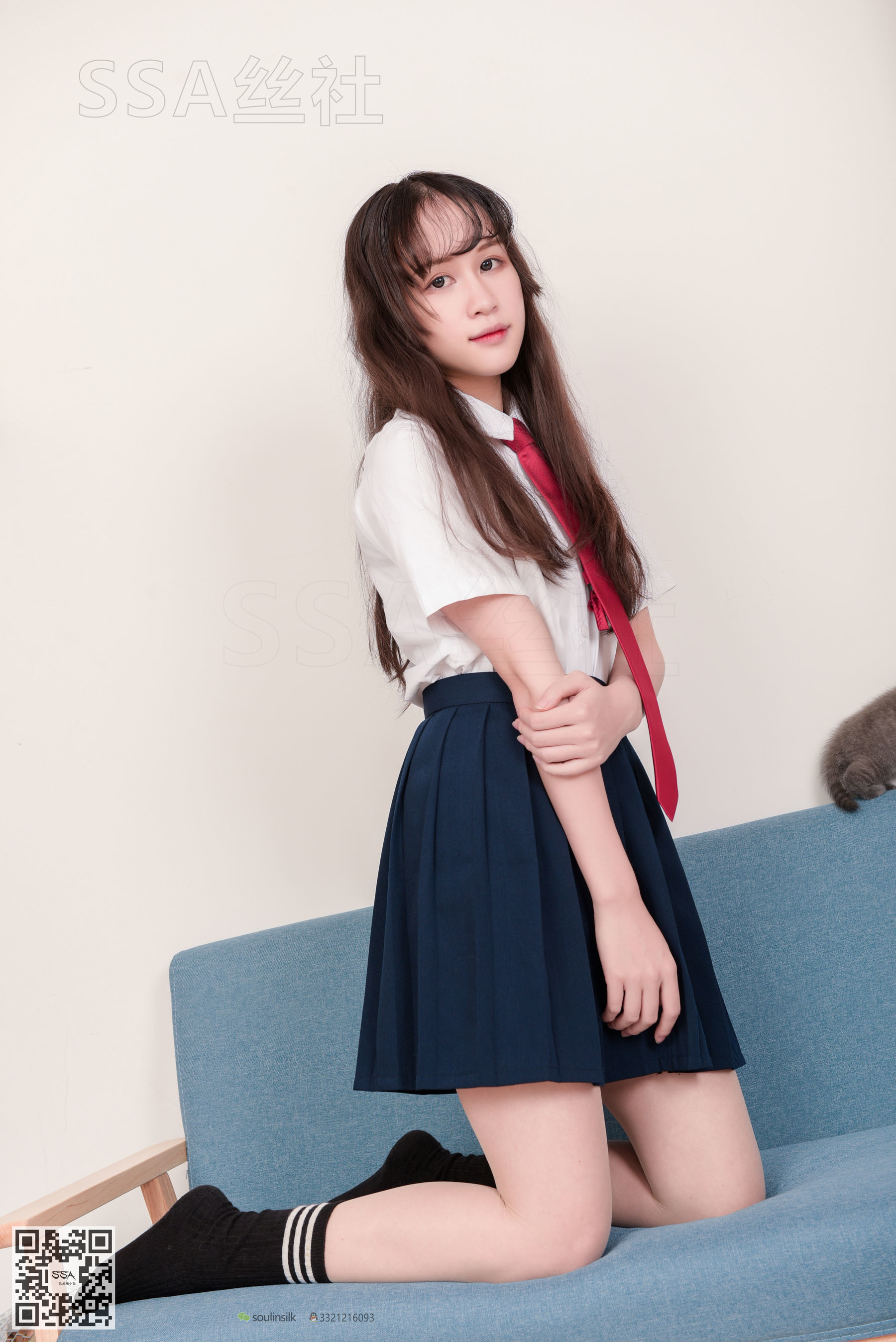 [SSA丝社]超清写真 No.141 丹丹 JK制服黑色半膝袜肉丝