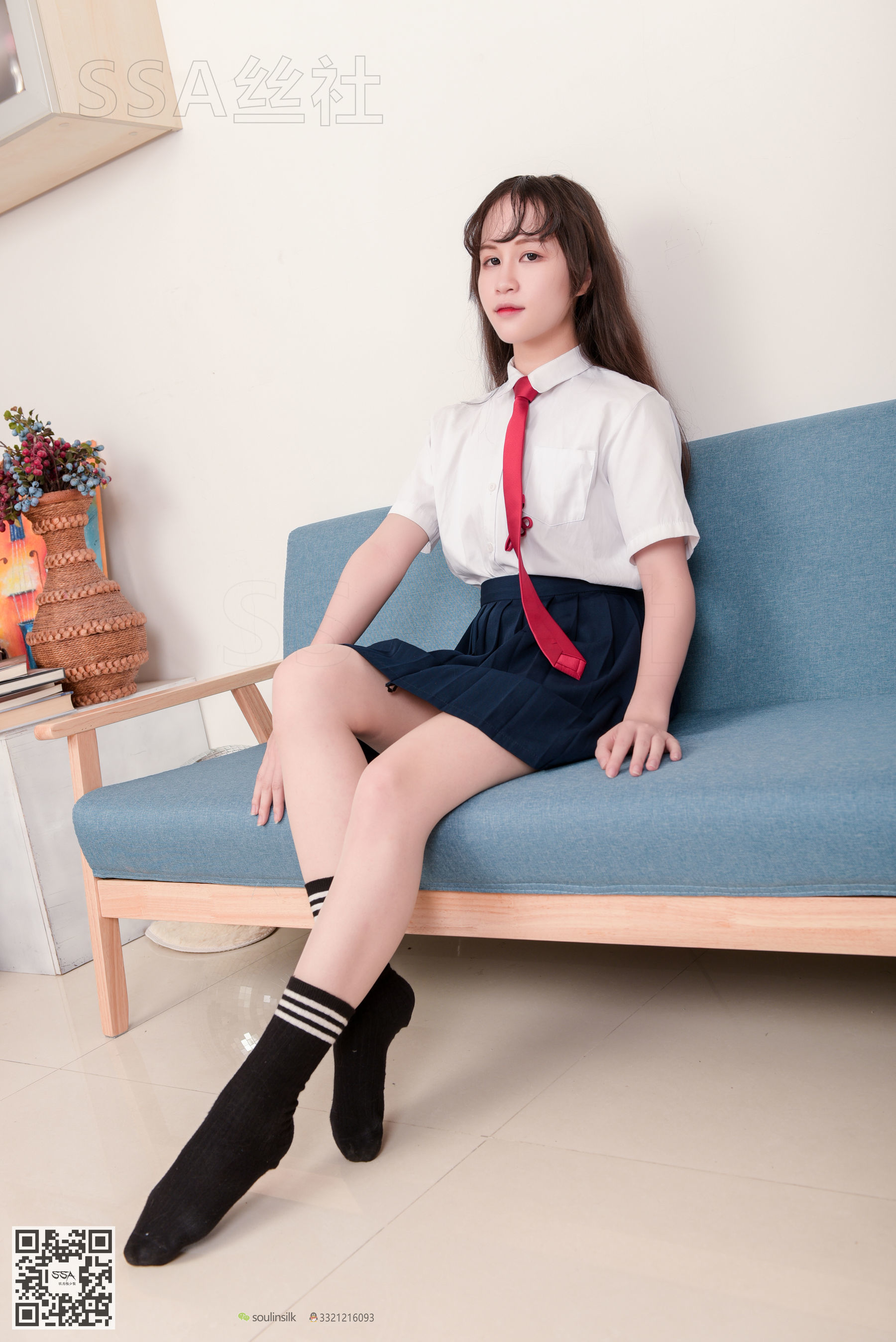 [SSA丝社]超清写真 No.141 丹丹 JK制服黑色半膝袜肉丝