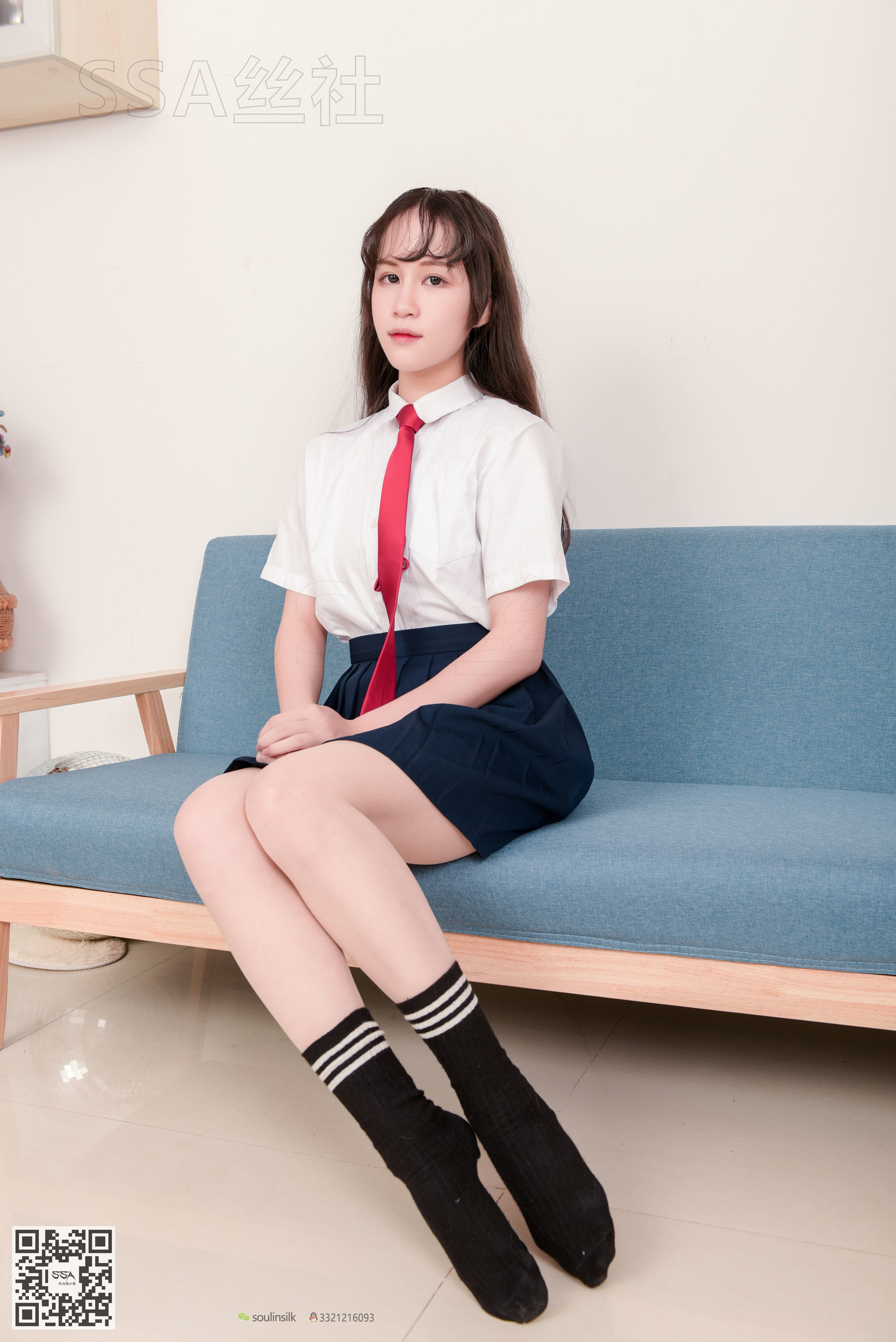 [SSA丝社]超清写真 No.141 丹丹 JK制服黑色半膝袜肉丝