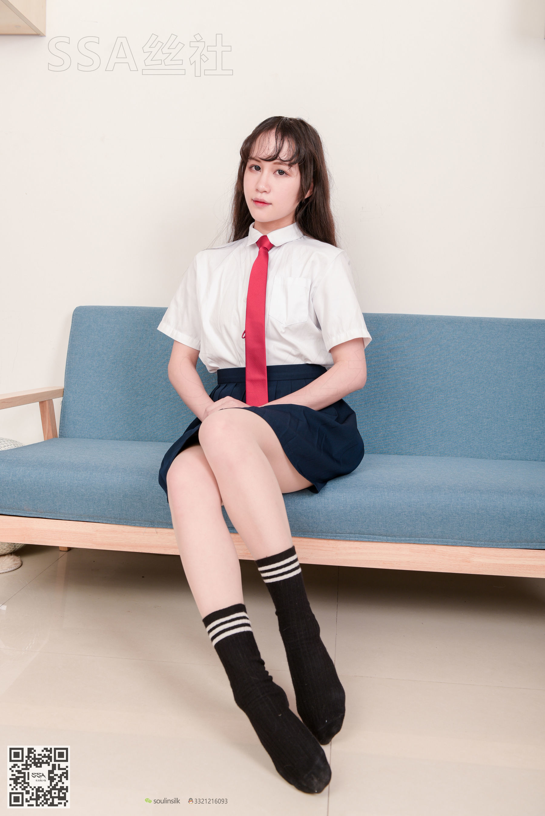 [SSA丝社]超清写真 No.141 丹丹 JK制服黑色半膝袜肉丝