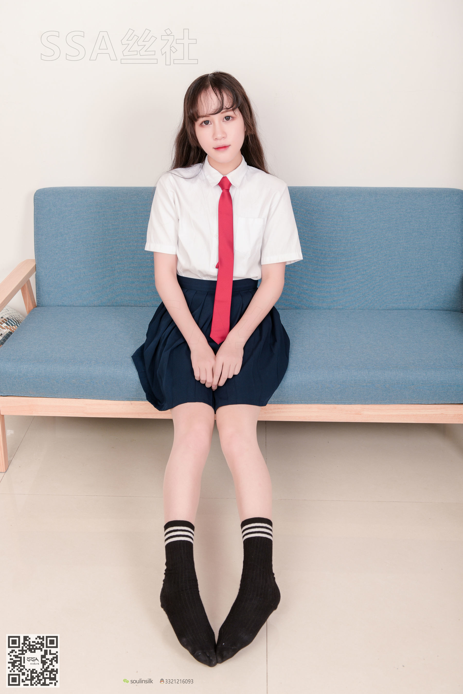 [SSA丝社]超清写真 No.141 丹丹 JK制服黑色半膝袜肉丝