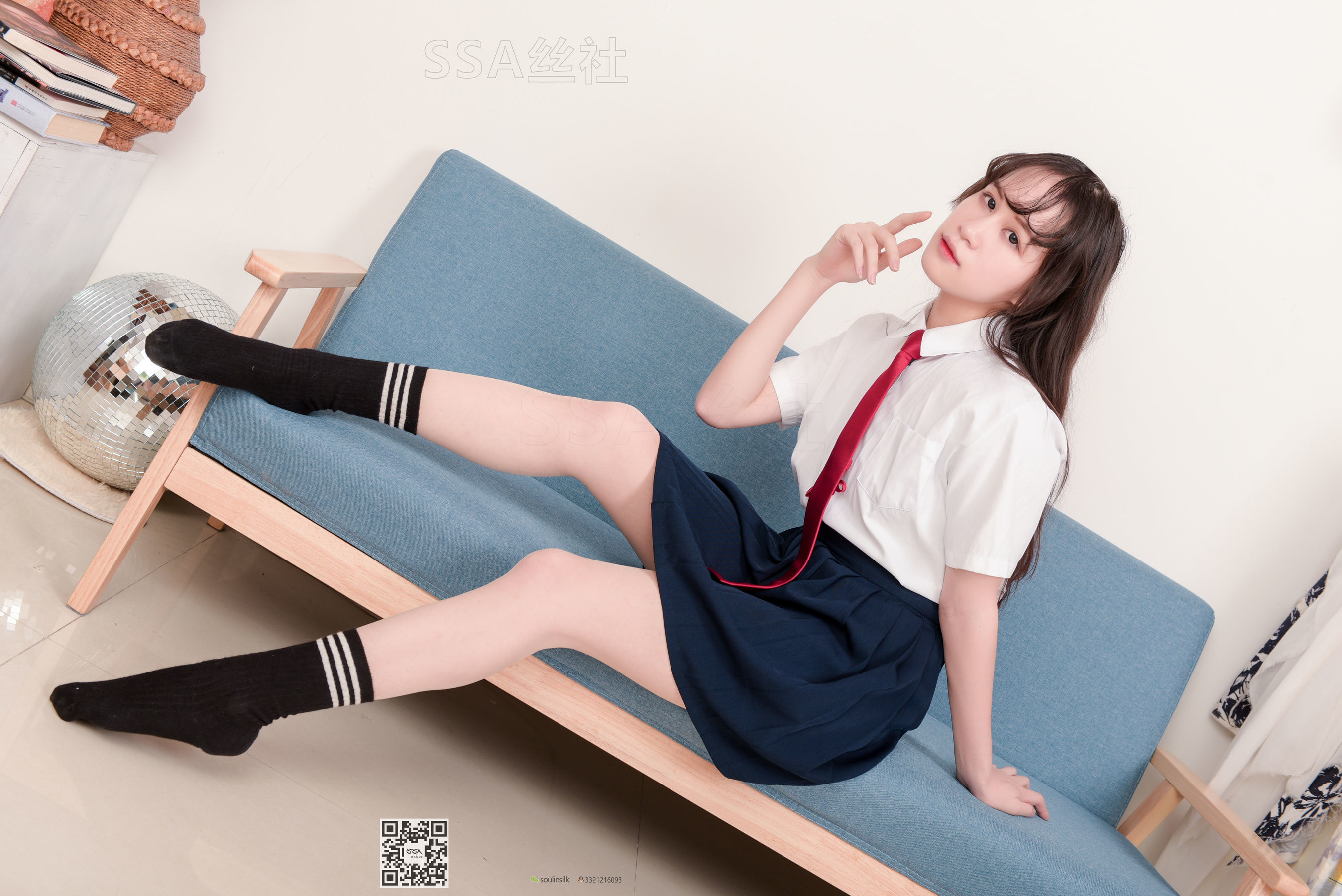[SSA丝社]超清写真 No.141 丹丹 JK制服黑色半膝袜肉丝