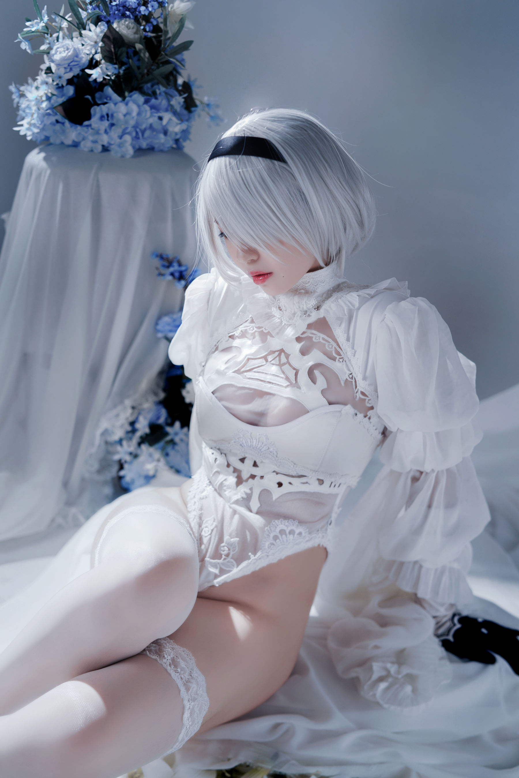 [福利COS] 半半子 - Automataヨルハ二号B型 白いドレス