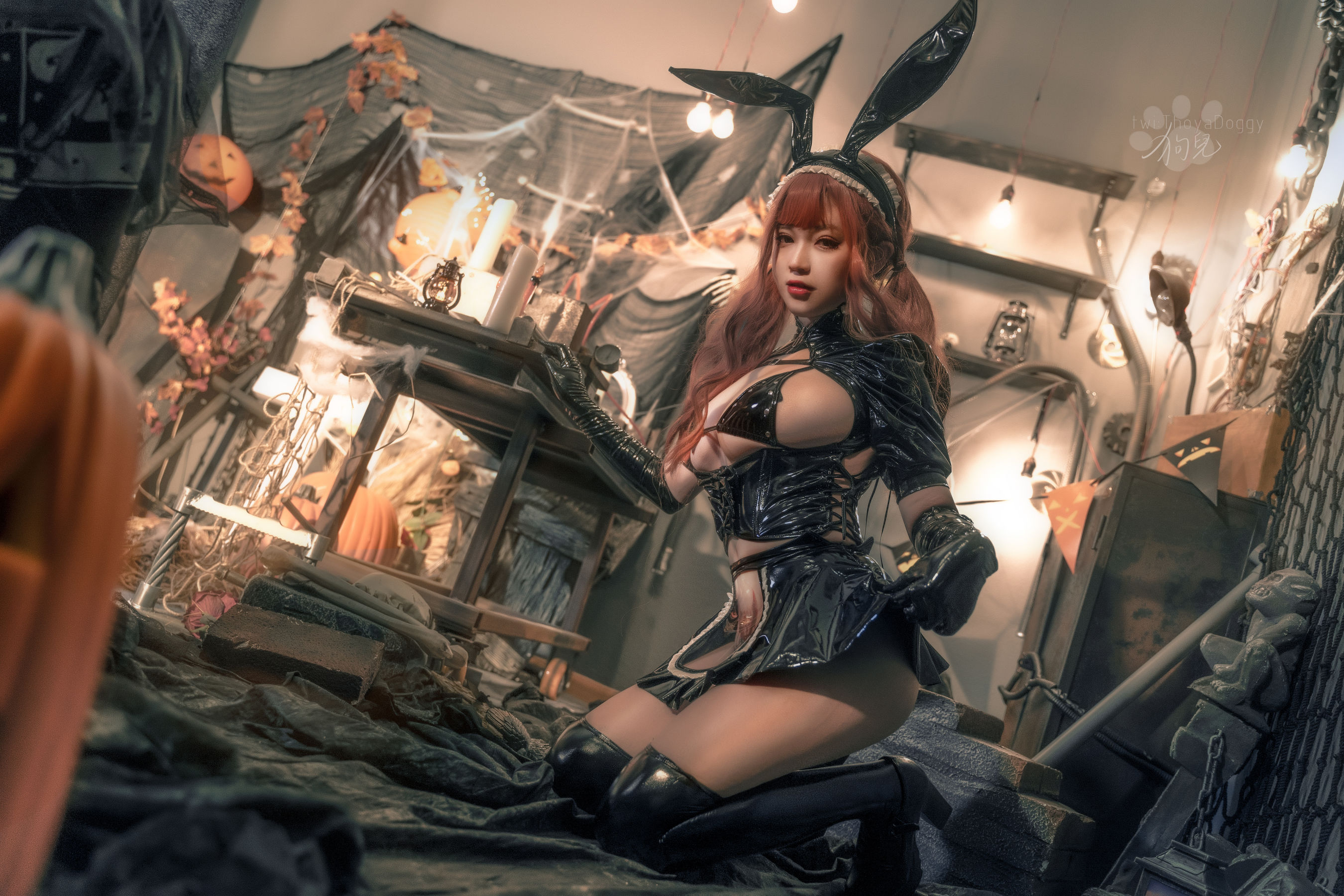 [福利COS] 奇行家狗崽(棕桠阿狗崽) - 漆皮兔女仆