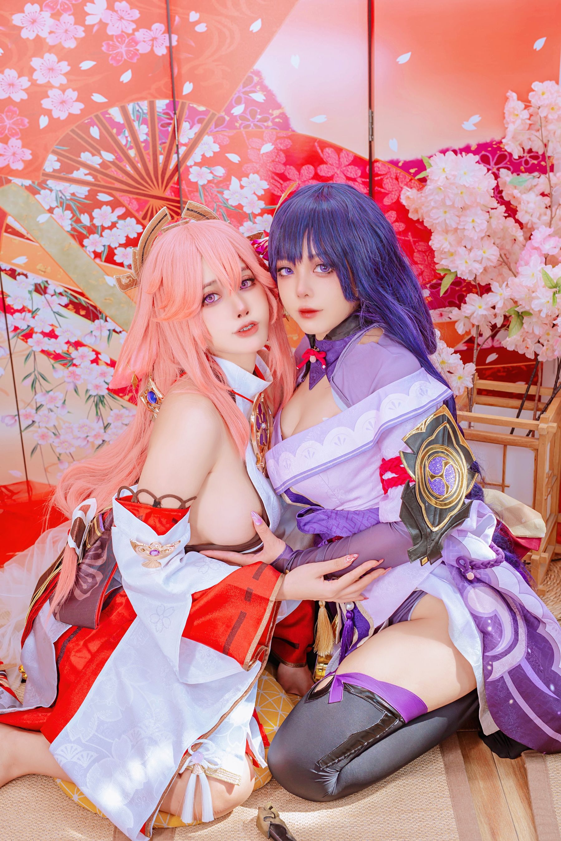 [福利COS] 日本性感萝莉Byoru&Yae Miko Raiden Shogun