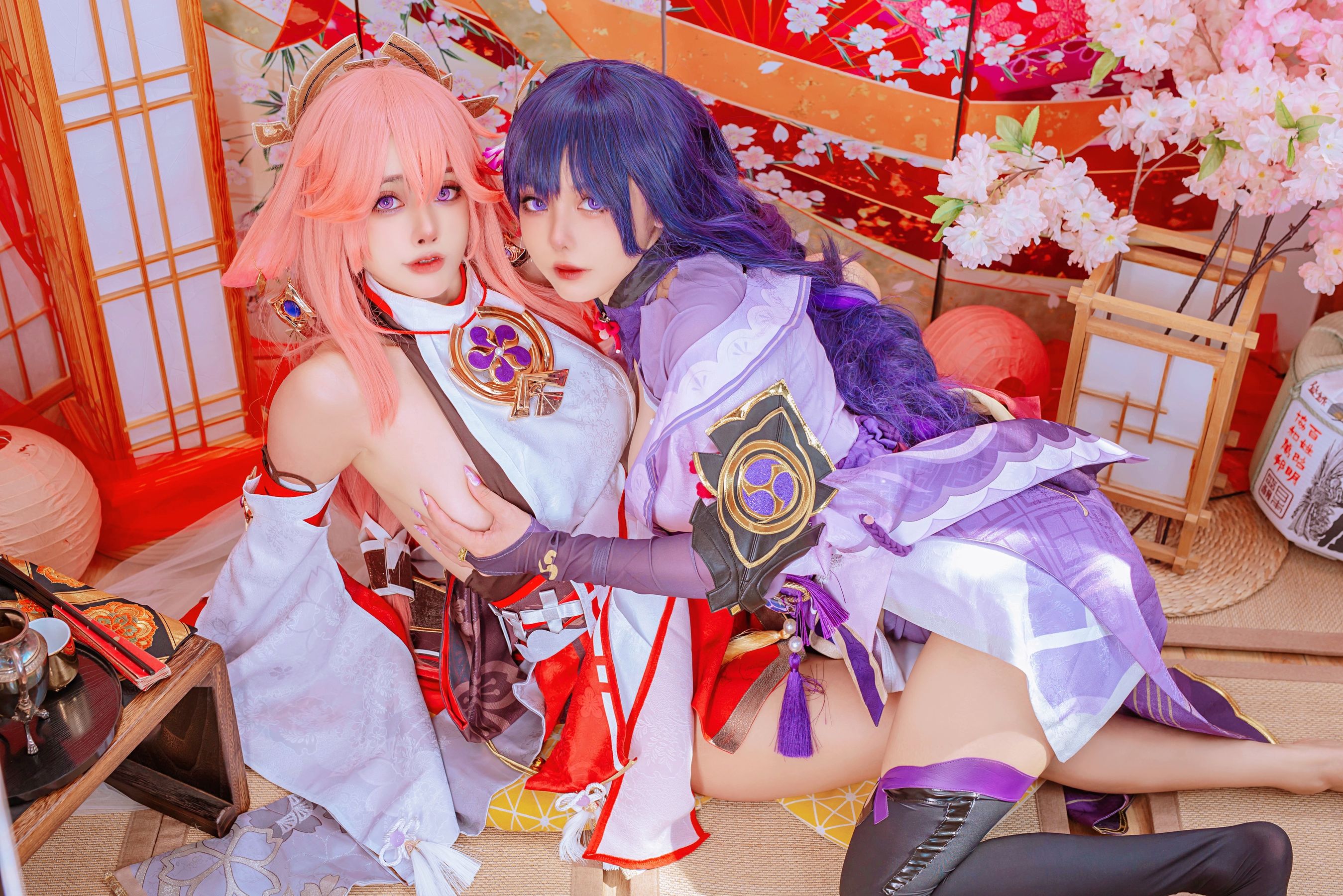 [福利COS] 日本性感萝莉Byoru&Yae Miko Raiden Shogun