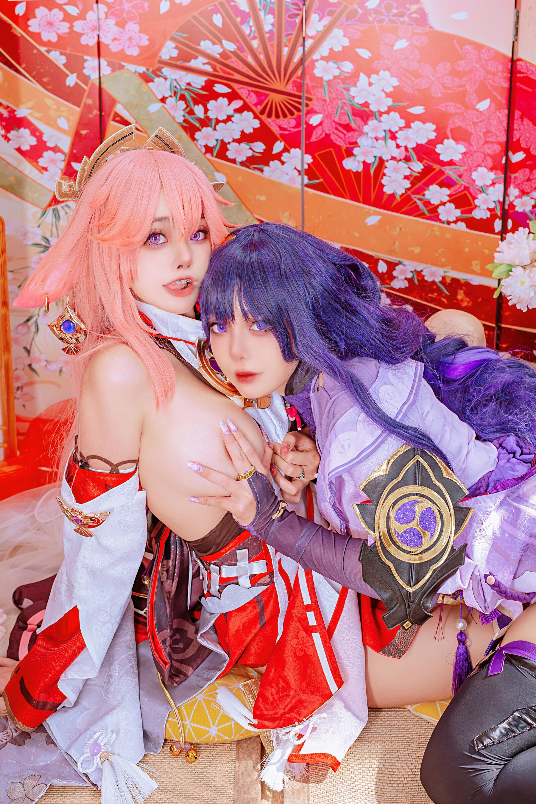 [福利COS] 日本性感萝莉Byoru&Yae Miko Raiden Shogun