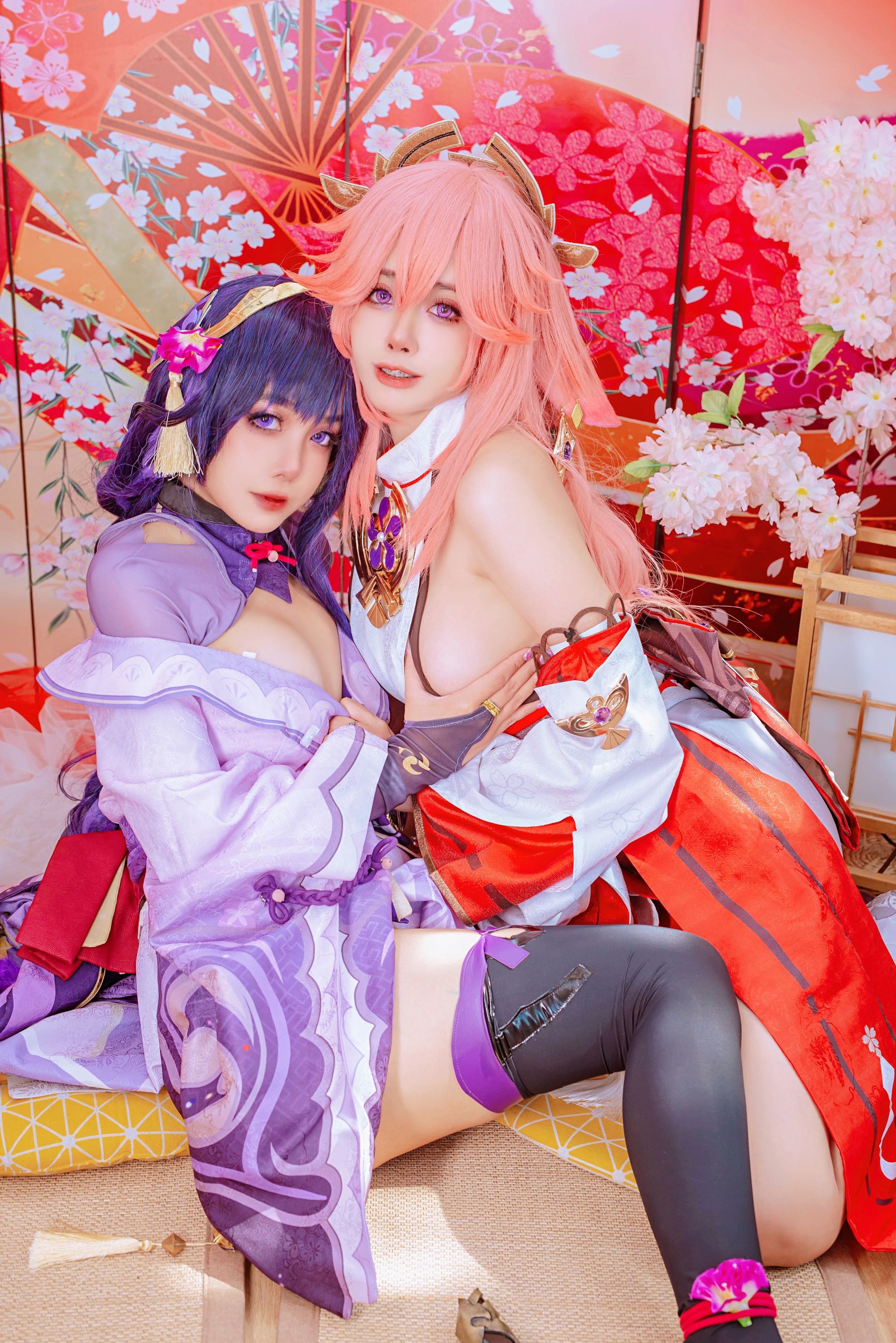 [福利COS] 日本性感萝莉Byoru&Yae Miko Raiden Shogun
