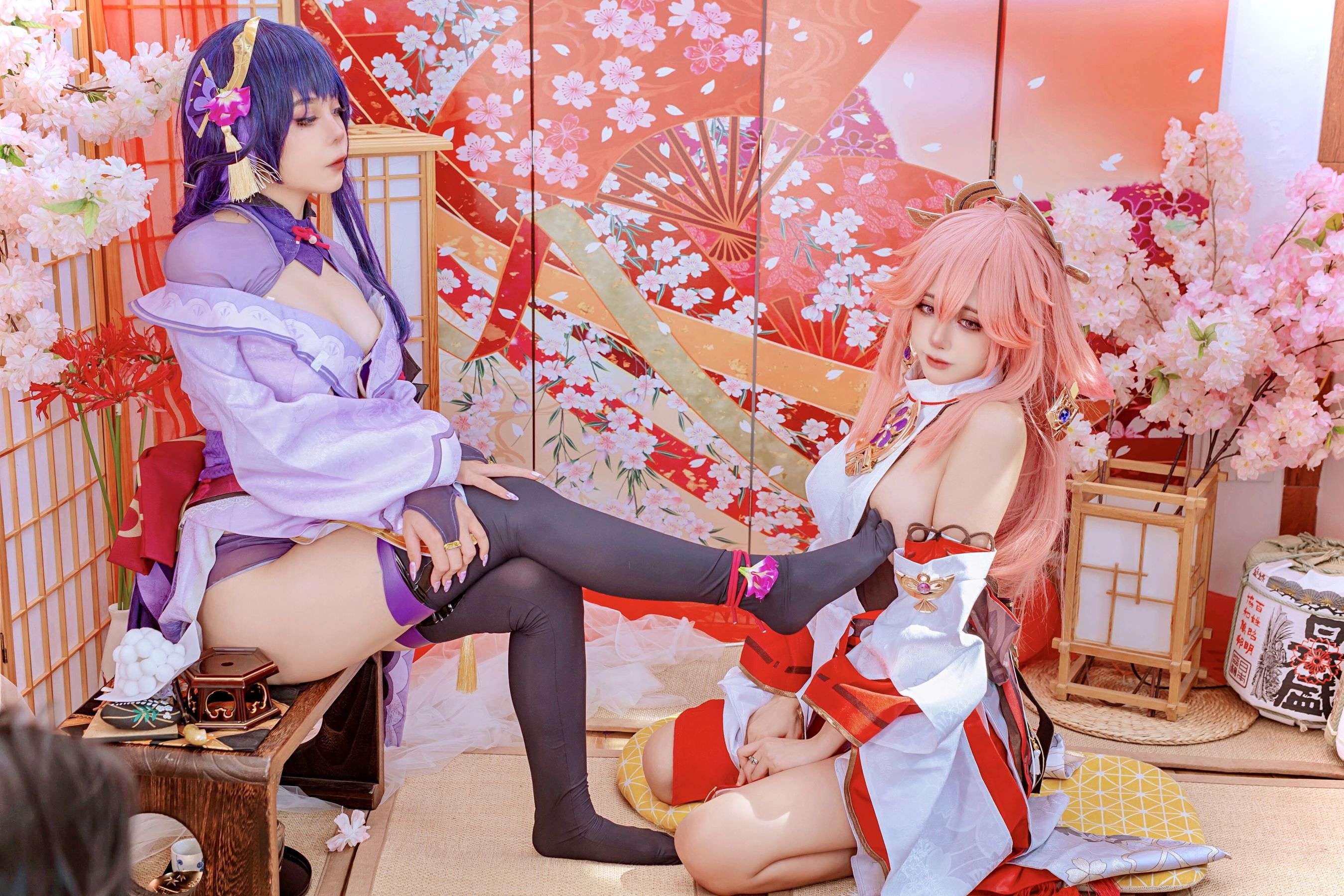 [福利COS] 日本性感萝莉Byoru&Yae Miko Raiden Shogun