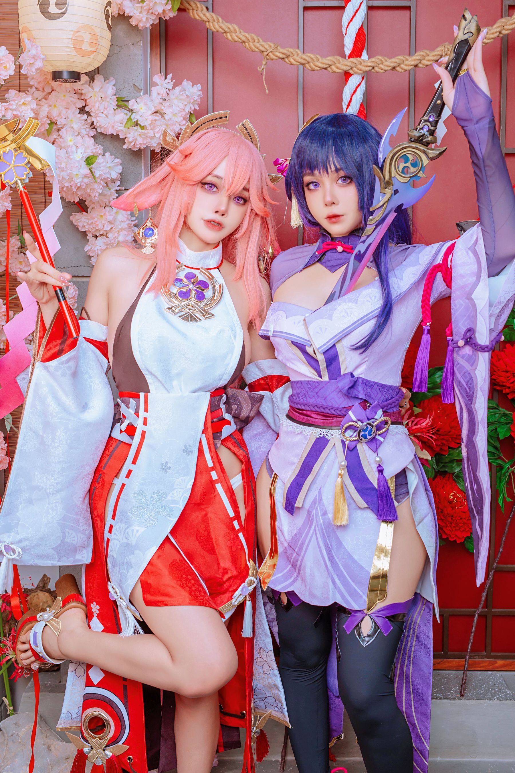 [福利COS] 日本性感萝莉Byoru&Yae Miko Raiden Shogun