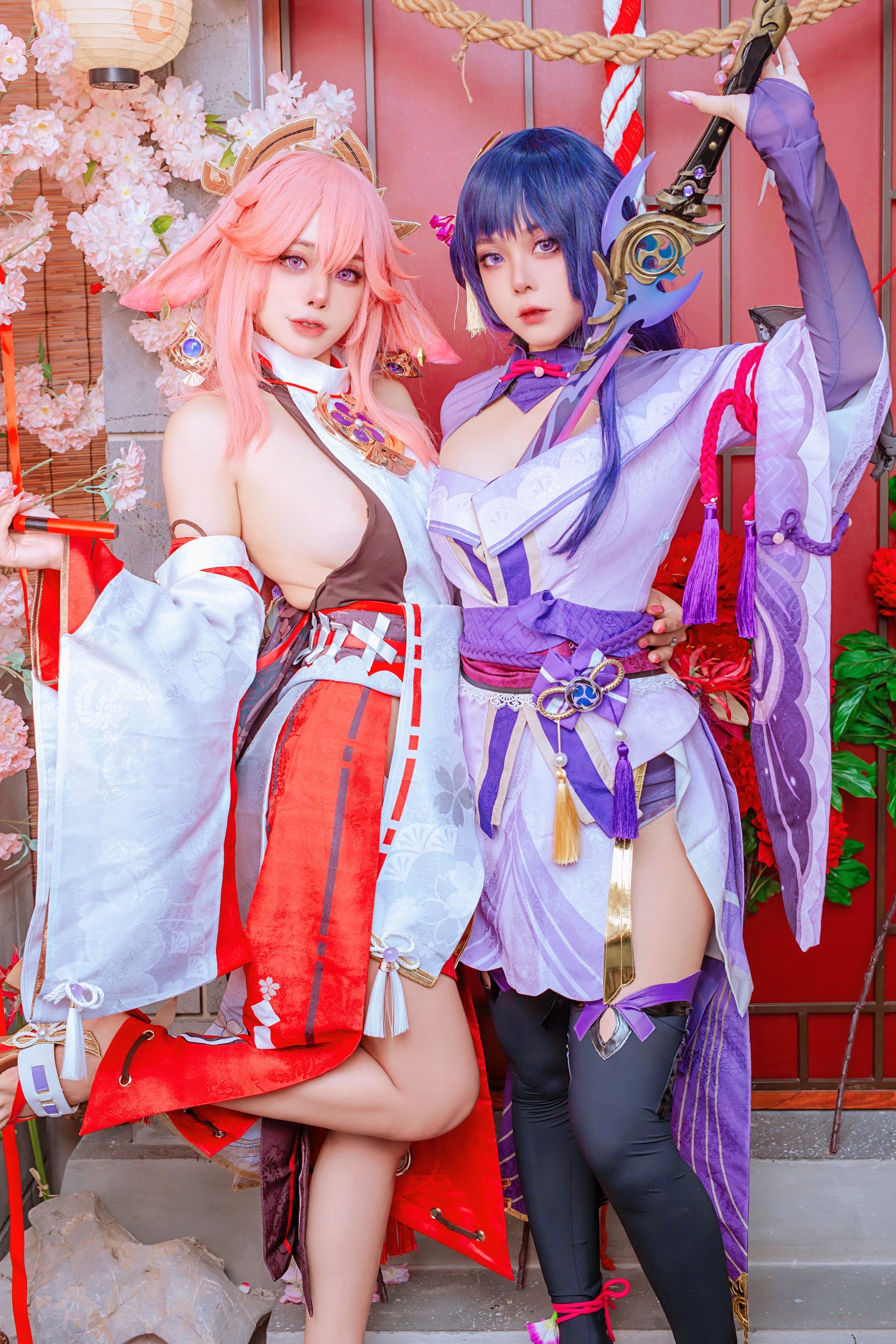 [福利COS] 日本性感萝莉Byoru&Yae Miko Raiden Shogun